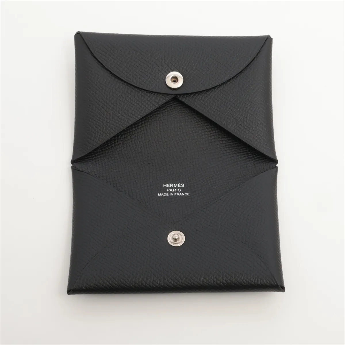 Calvi Veau Epsom Card Case, Black, Silver Hardware, U: 2022 — view 3