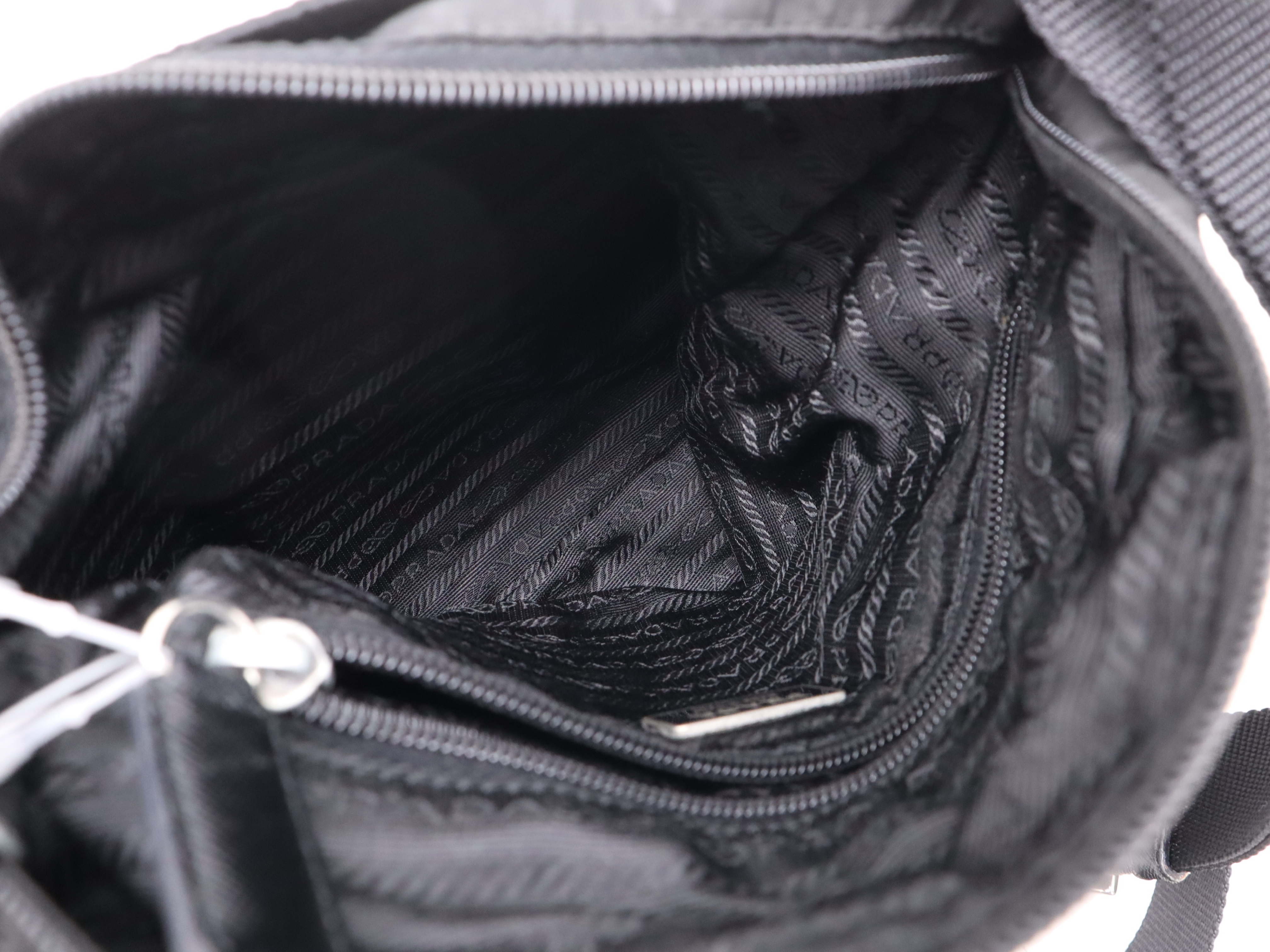 nylon triangle logo shoulder bag black SV metal fittings card included shoulder bag — view 11