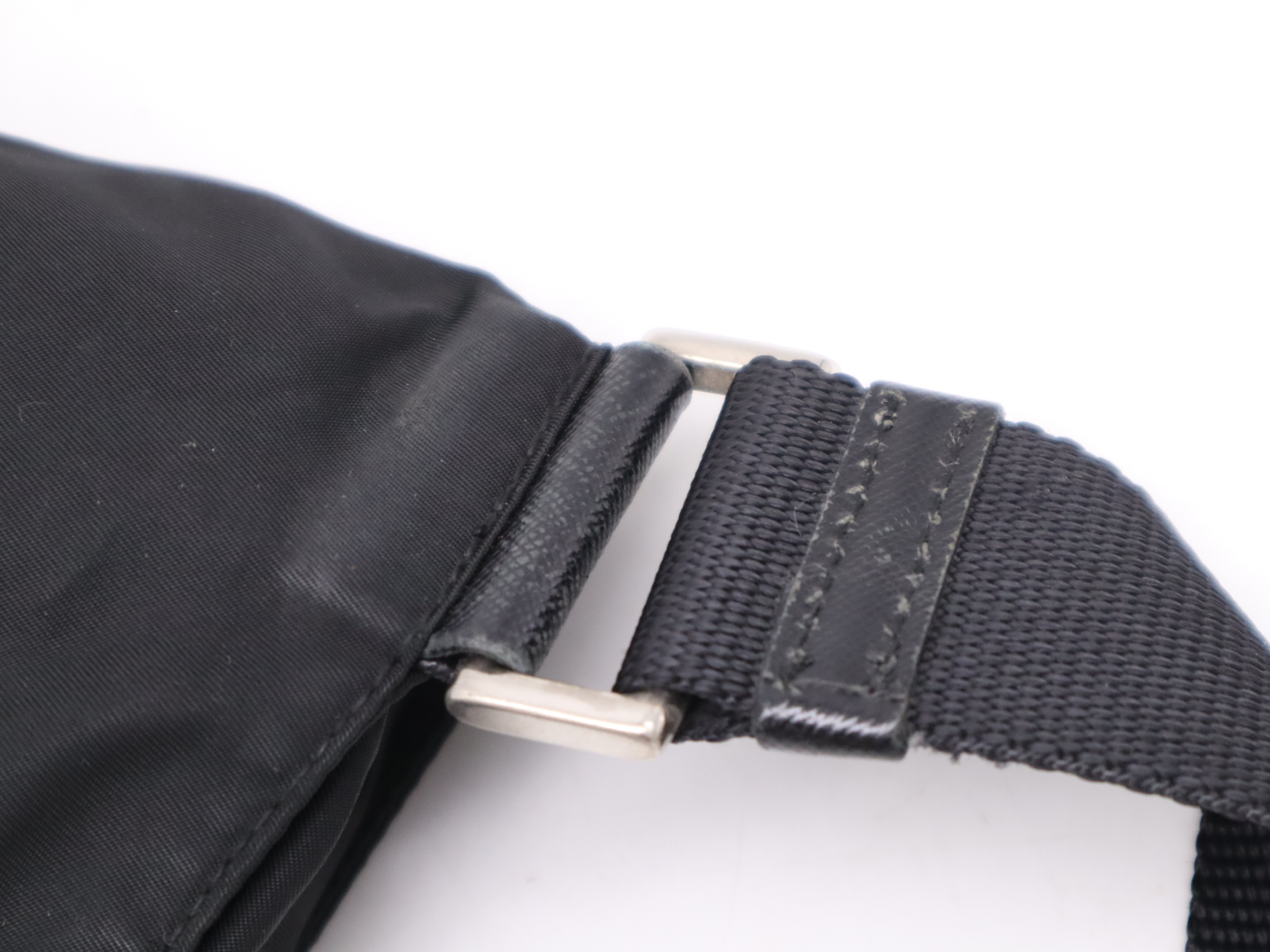 nylon triangle logo shoulder bag black SV metal fittings card included shoulder bag — view 8