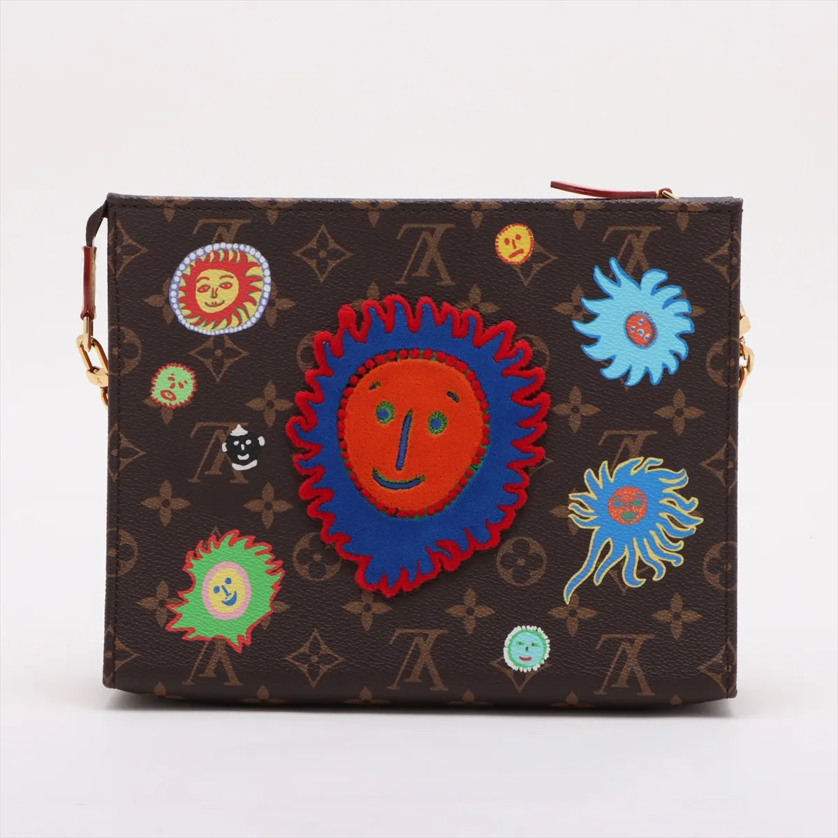 x Yayoi Kusama Monogram Toiletry Pouch on Chain M81982 Brown — view 2