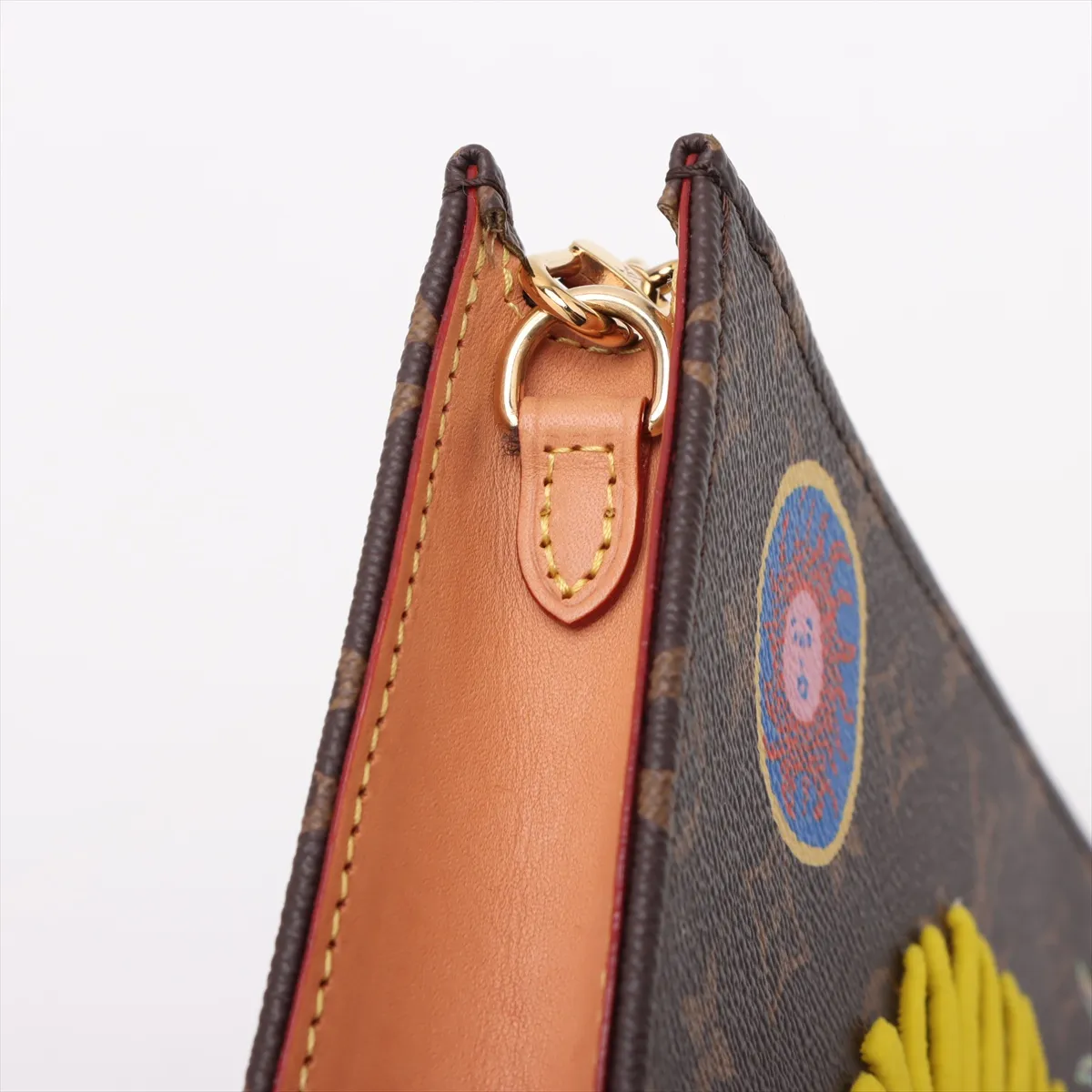 x Yayoi Kusama Monogram Toiletry Pouch on Chain M81982 Brown — view 11