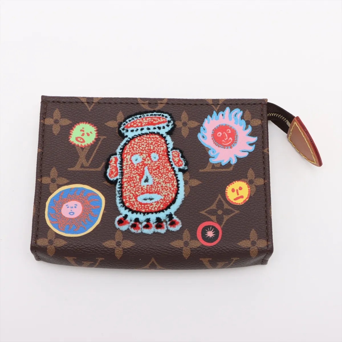 x Yayoi Kusama Monogram Toiletry Pouch on Chain M81982 Brown — view 13