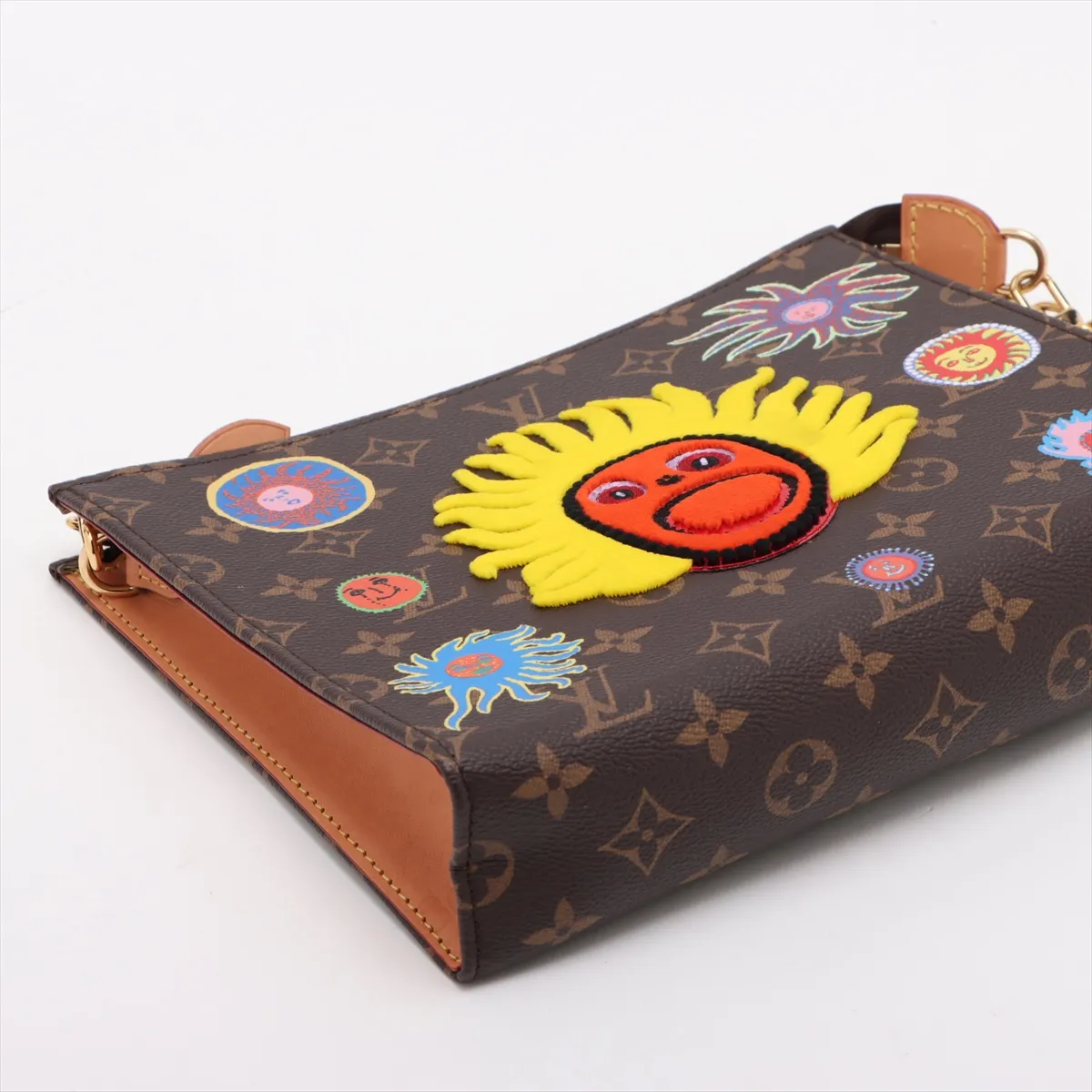 x Yayoi Kusama Monogram Toiletry Pouch on Chain M81982 Brown — view 4