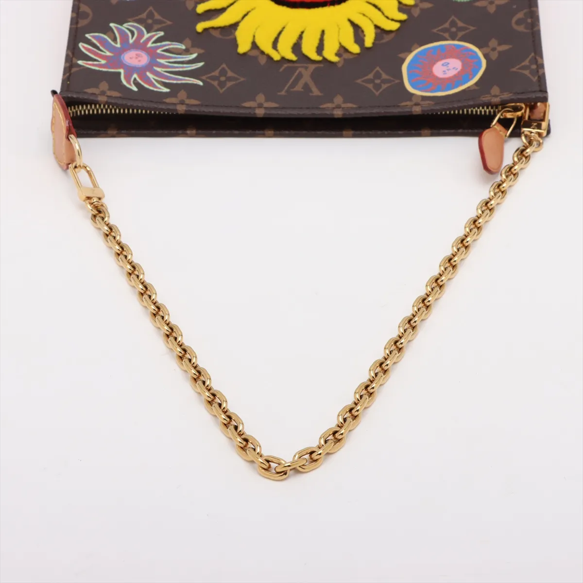 x Yayoi Kusama Monogram Toiletry Pouch on Chain M81982 Brown — view 5