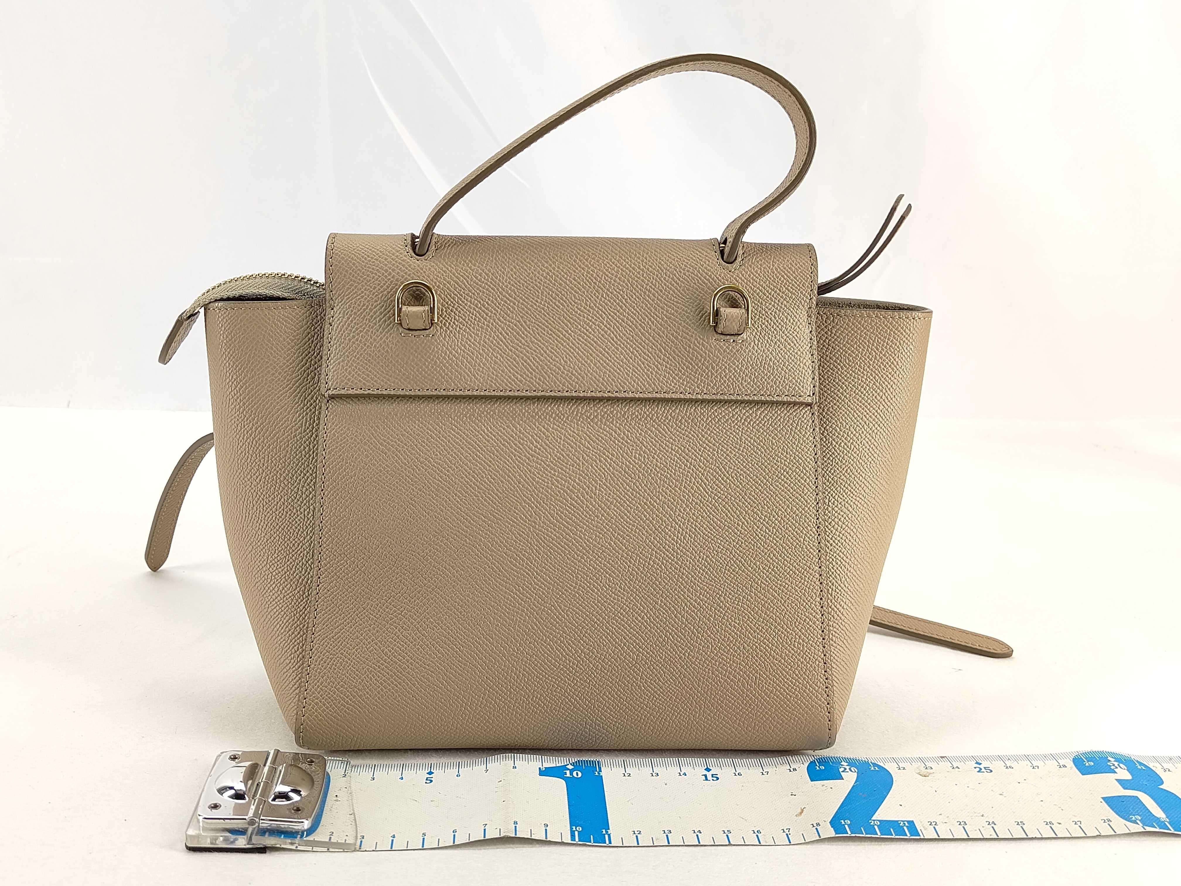 18900 3ZVA Leather Nano Belt Bag 2-Way Handbag with Shoulder Strap, Greige Handbag — view 2