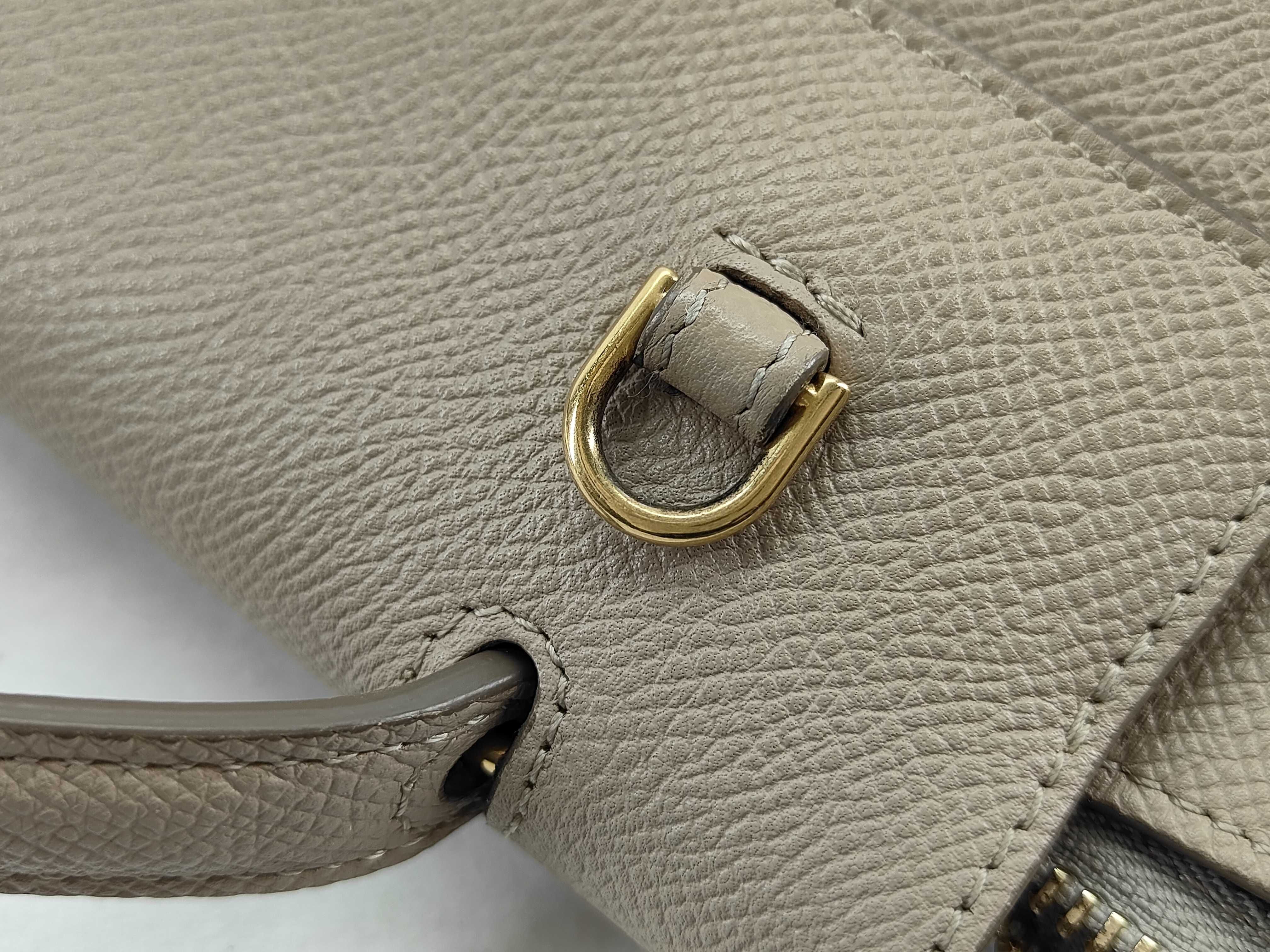 18900 3ZVA Leather Nano Belt Bag 2-Way Handbag with Shoulder Strap, Greige Handbag — view 15