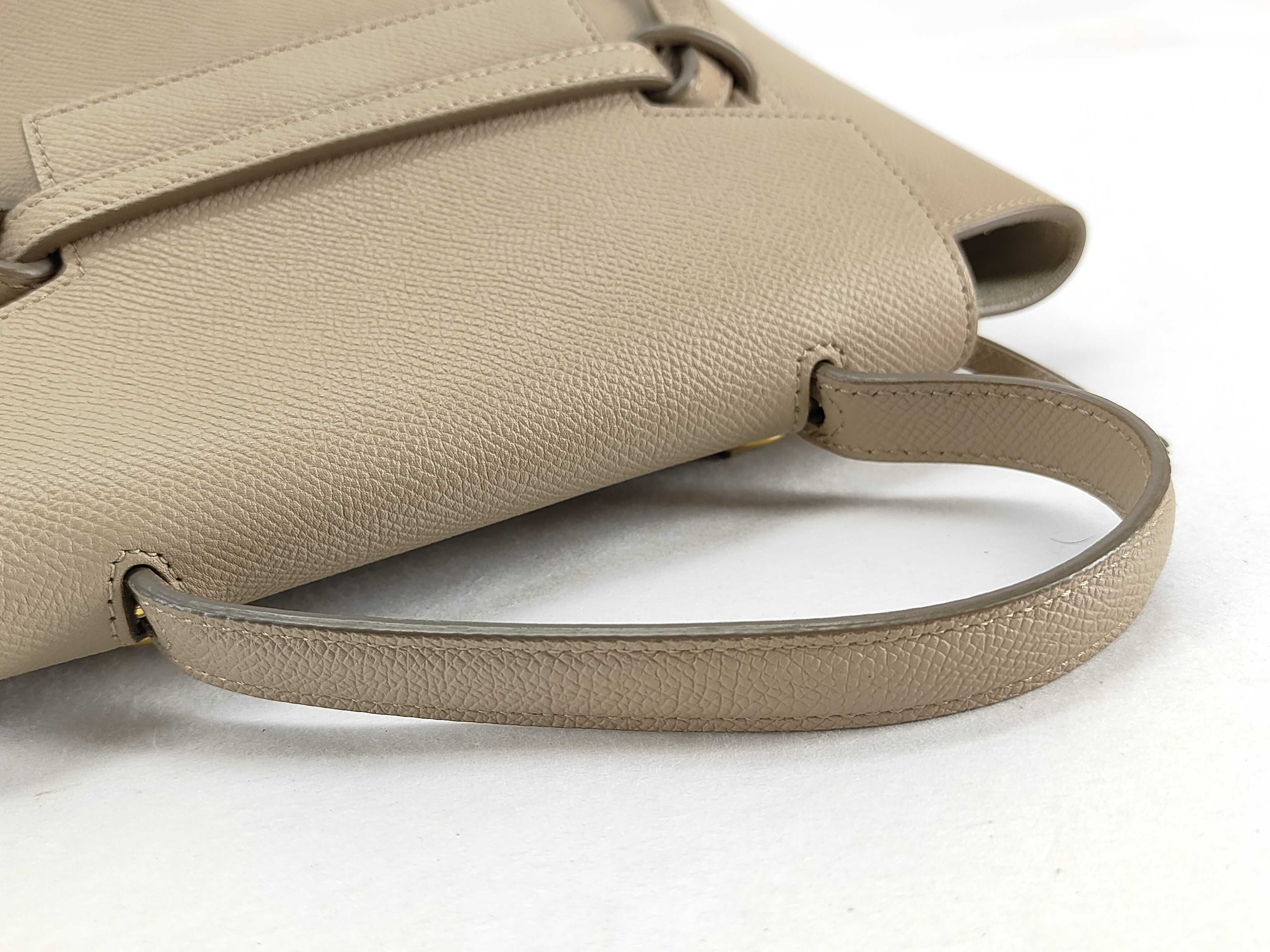 18900 3ZVA Leather Nano Belt Bag 2-Way Handbag with Shoulder Strap, Greige Handbag — view 4
