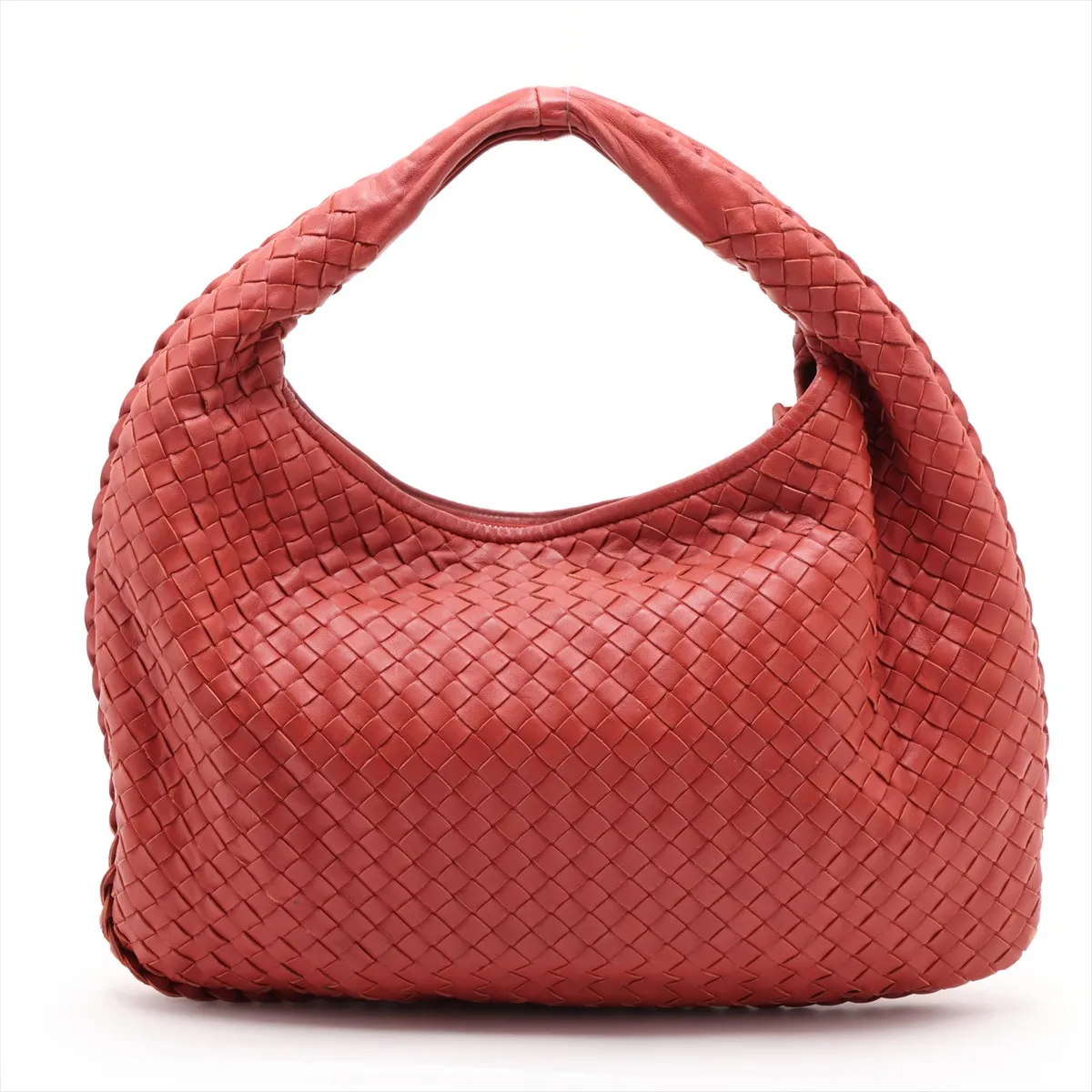 Intrecciato Hobo 115653 Leather Shoulder Bag, Orange, with Mirror — view 2