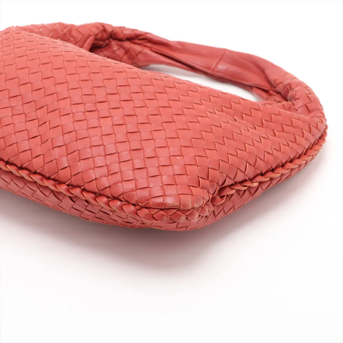 Intrecciato Hobo 115653 Leather Shoulder Bag, Orange, with Mirror — view 3