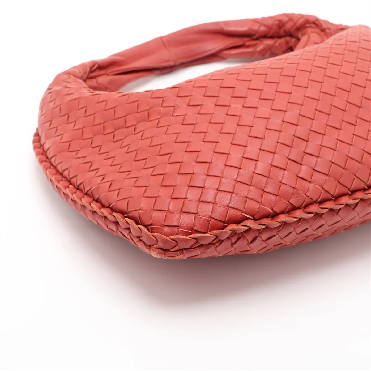 Intrecciato Hobo 115653 Leather Shoulder Bag, Orange, with Mirror — view 4