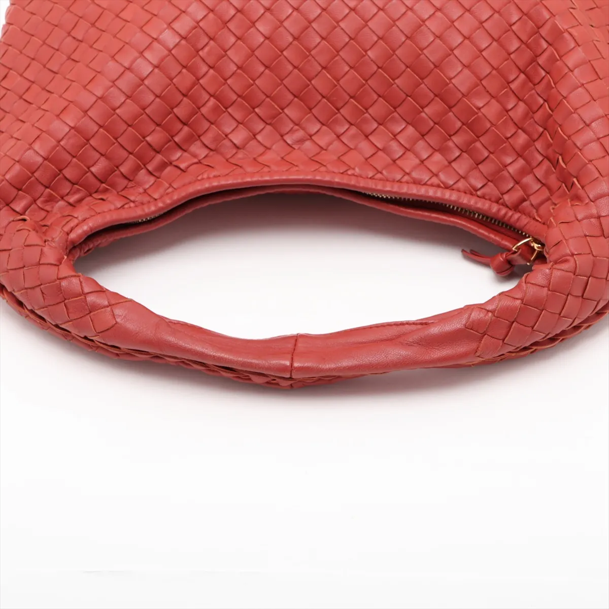 Intrecciato Hobo 115653 Leather Shoulder Bag, Orange, with Mirror — view 5