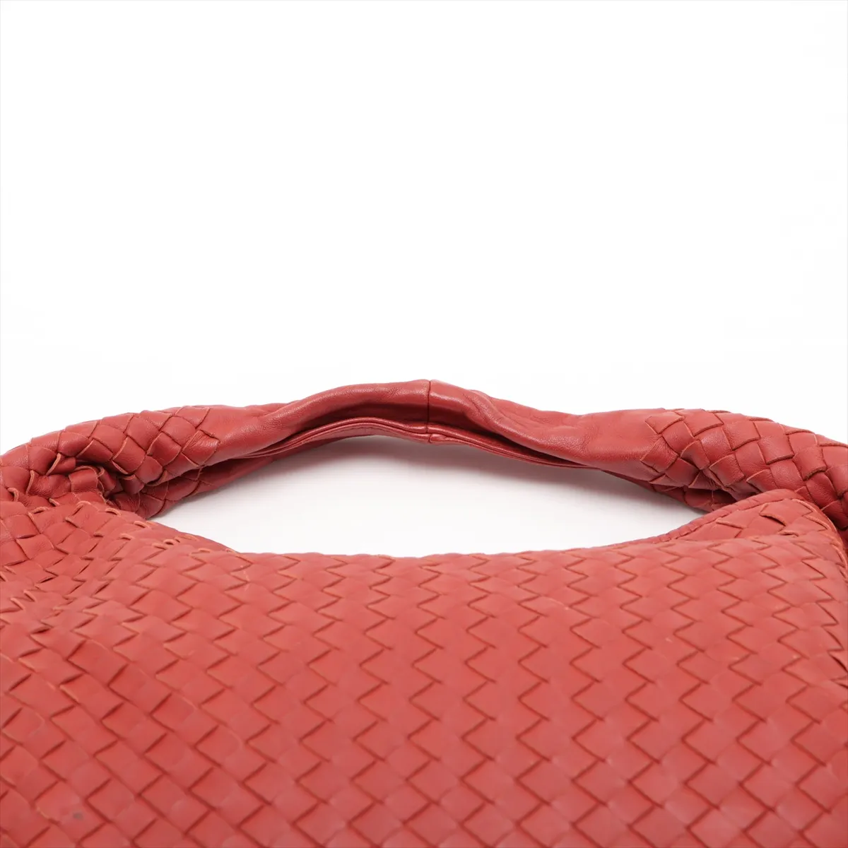 Intrecciato Hobo 115653 Leather Shoulder Bag, Orange, with Mirror — view 6