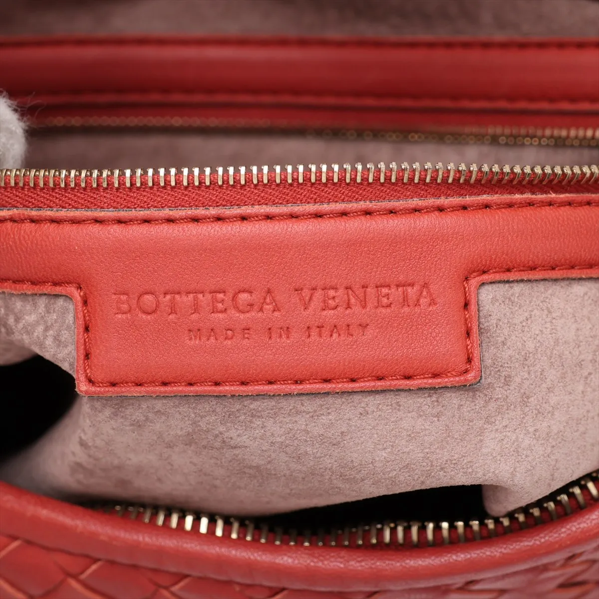 Intrecciato Hobo 115653 Leather Shoulder Bag, Orange, with Mirror — view 9