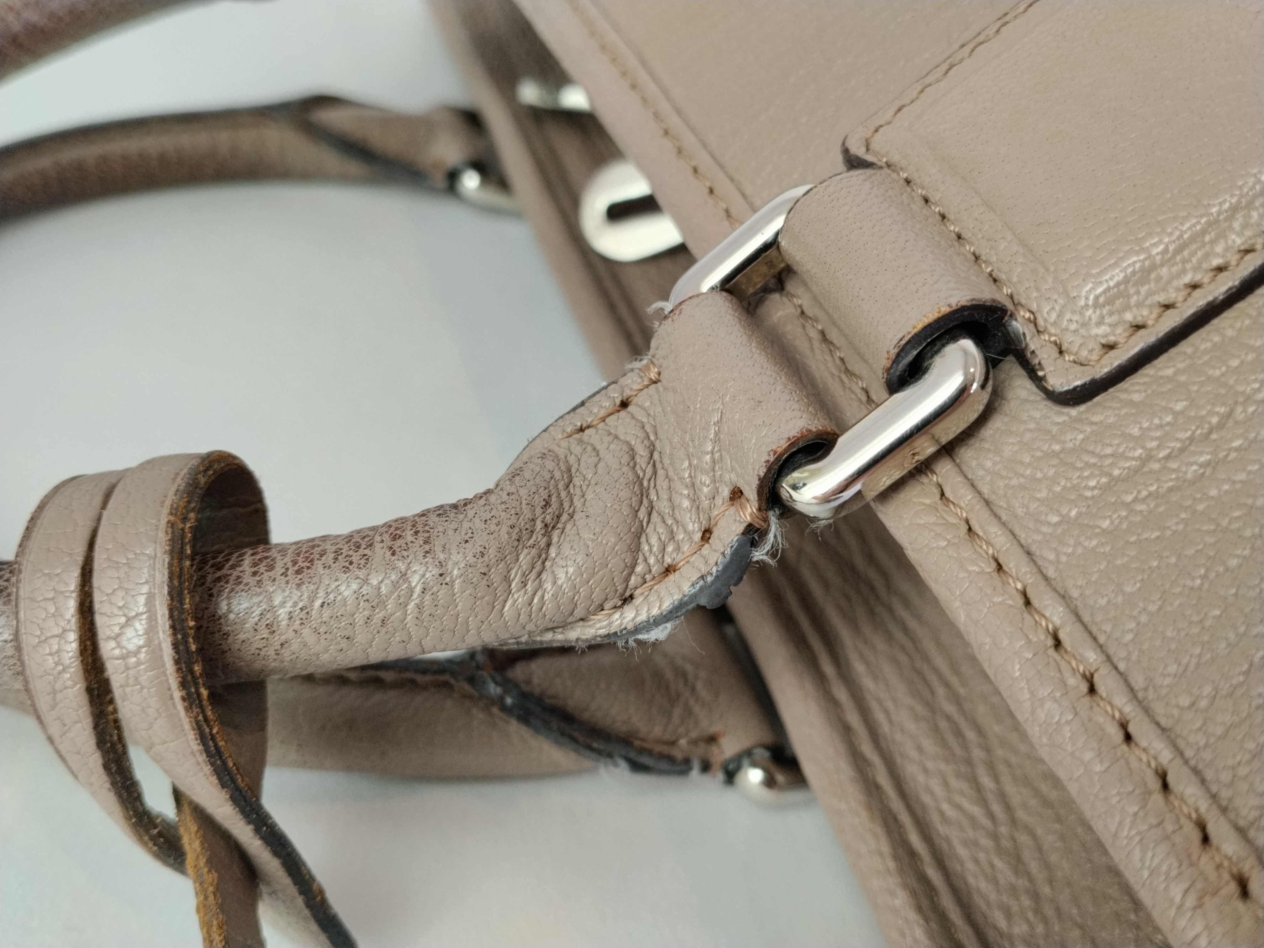 Amazona 28 Leather Handbag, Beige — view 6