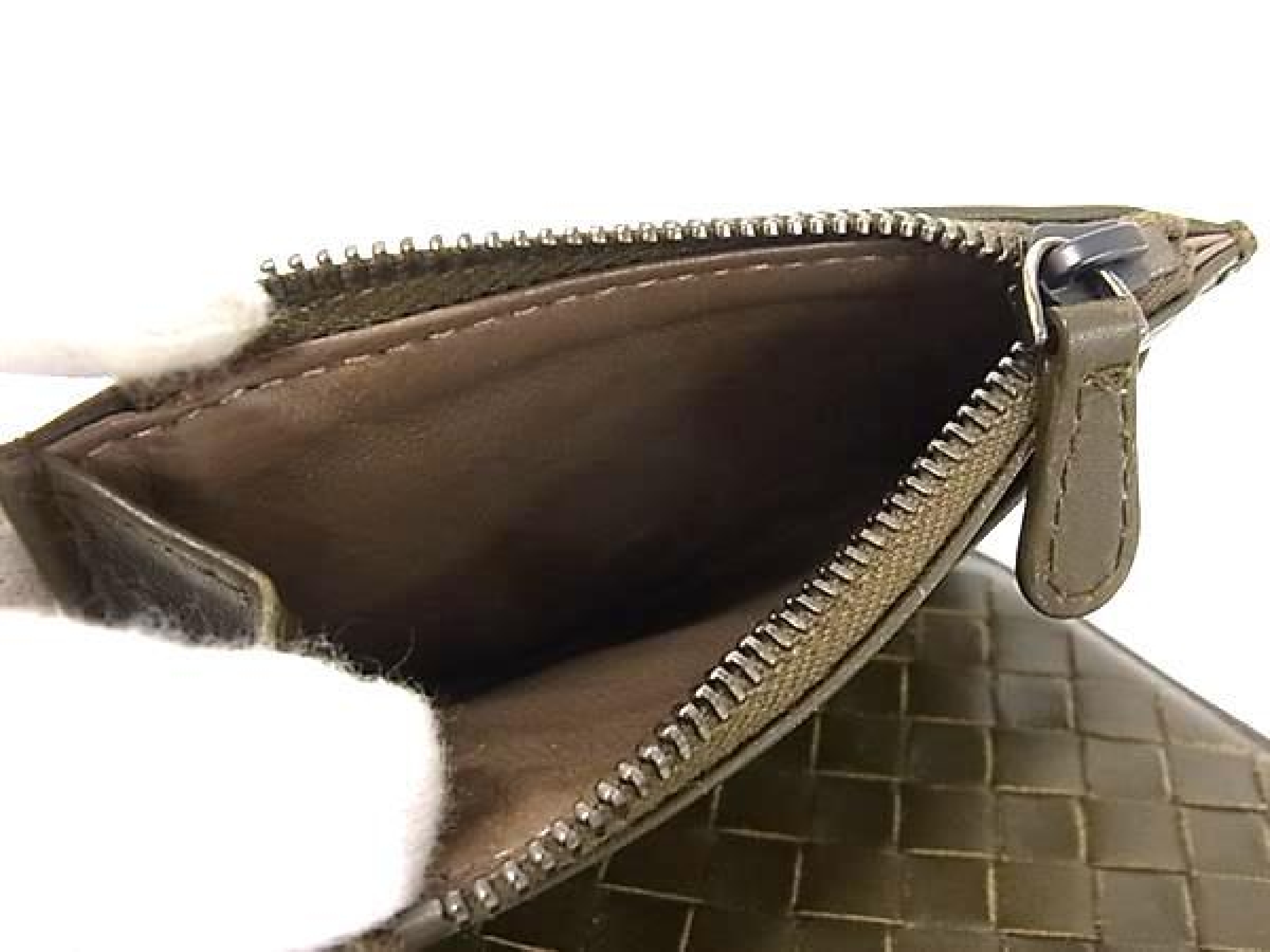 Intrecciato Leather Tri-fold Wallet, Billfold, Coin Purse, Men's, Khaki (GC3040) — view 6