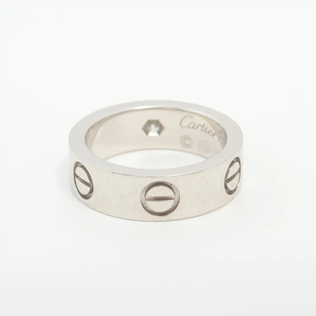 Love 1P Diamond Ring, Pt950, 11.2g, Size 48, CM1019, dents, B4046748 — view 2