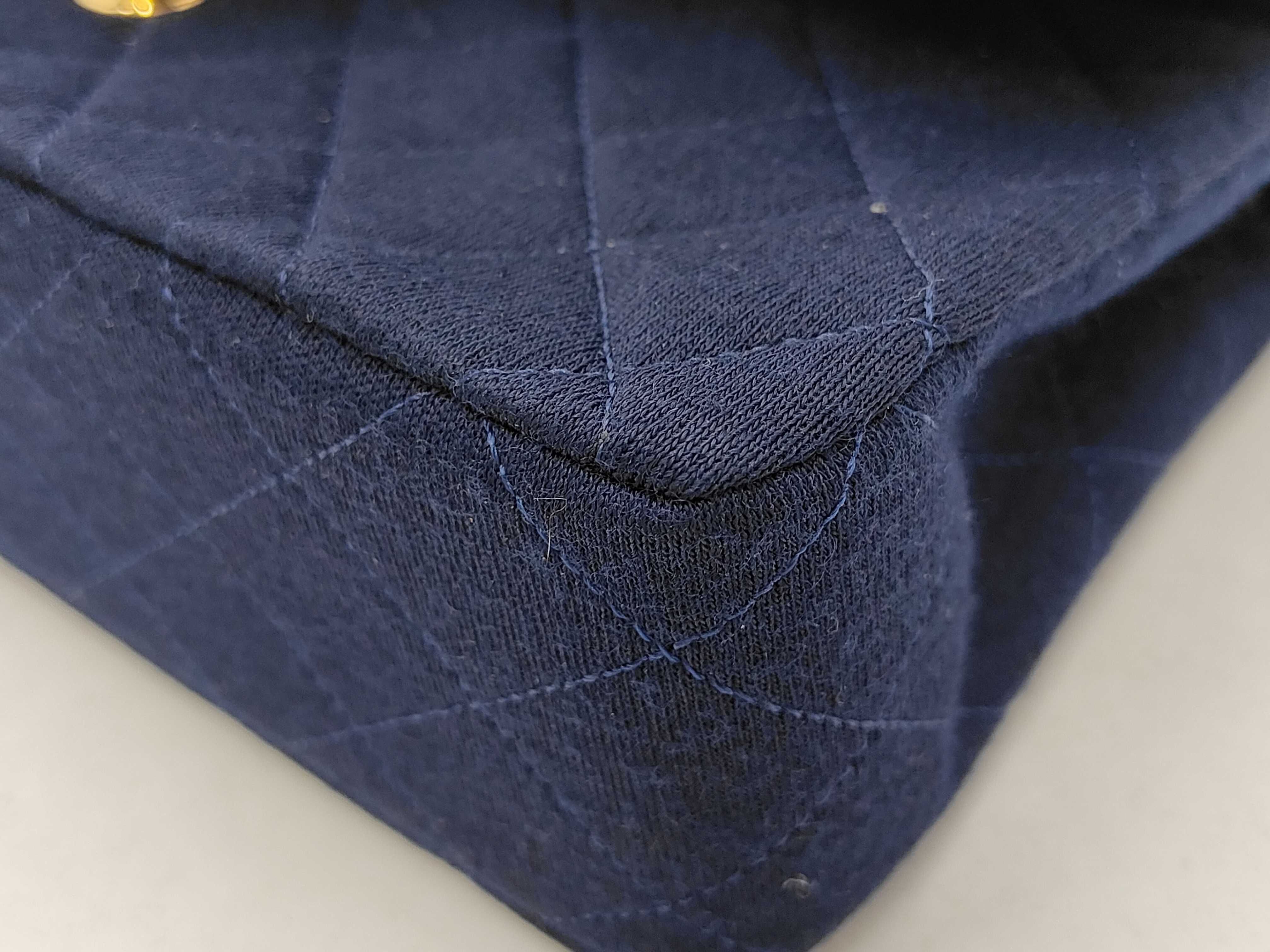 Matelassé Cotton Navy WW Shoulder Bag — view 6