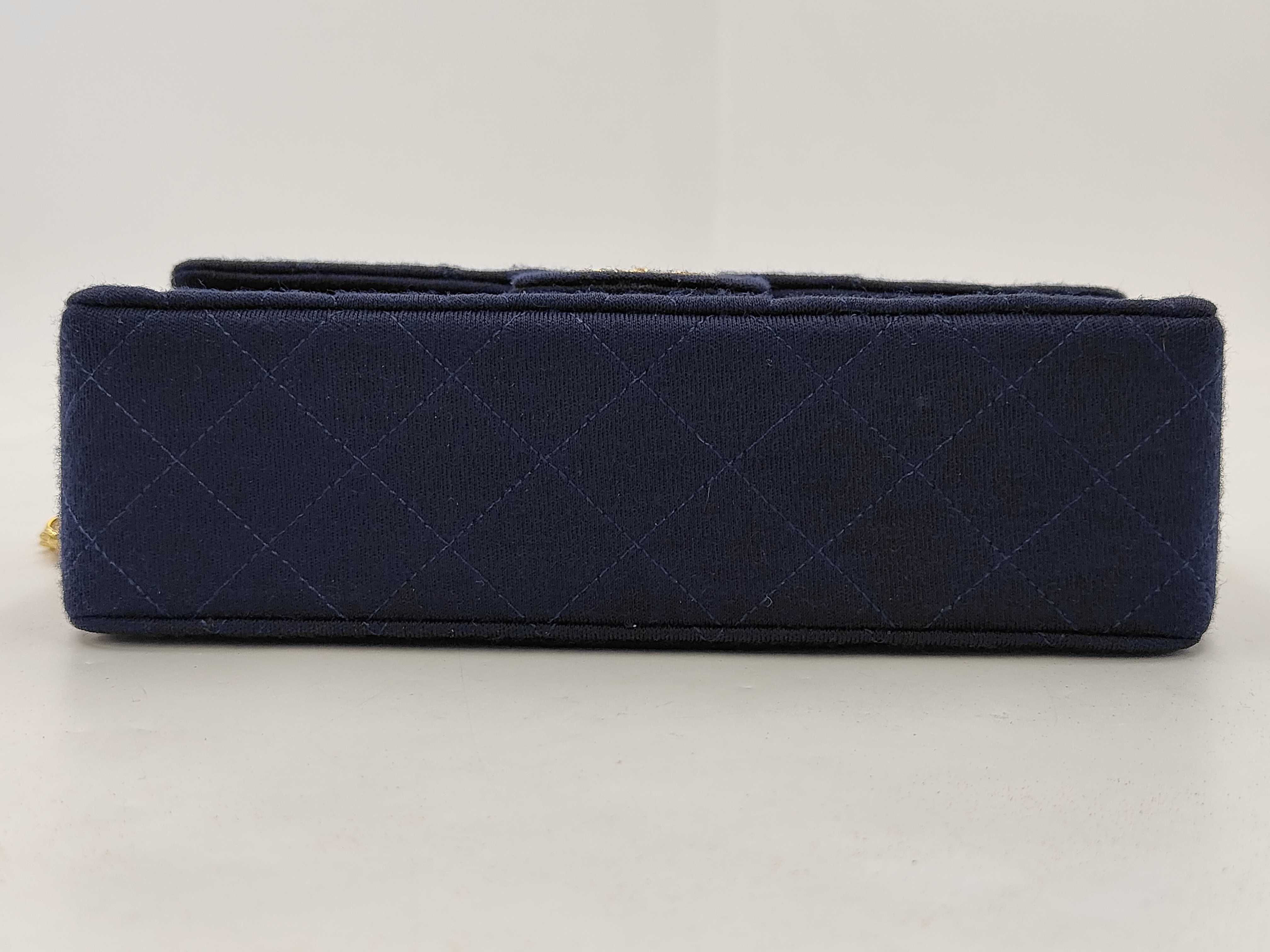 Matelassé Cotton Navy WW Shoulder Bag — view 7