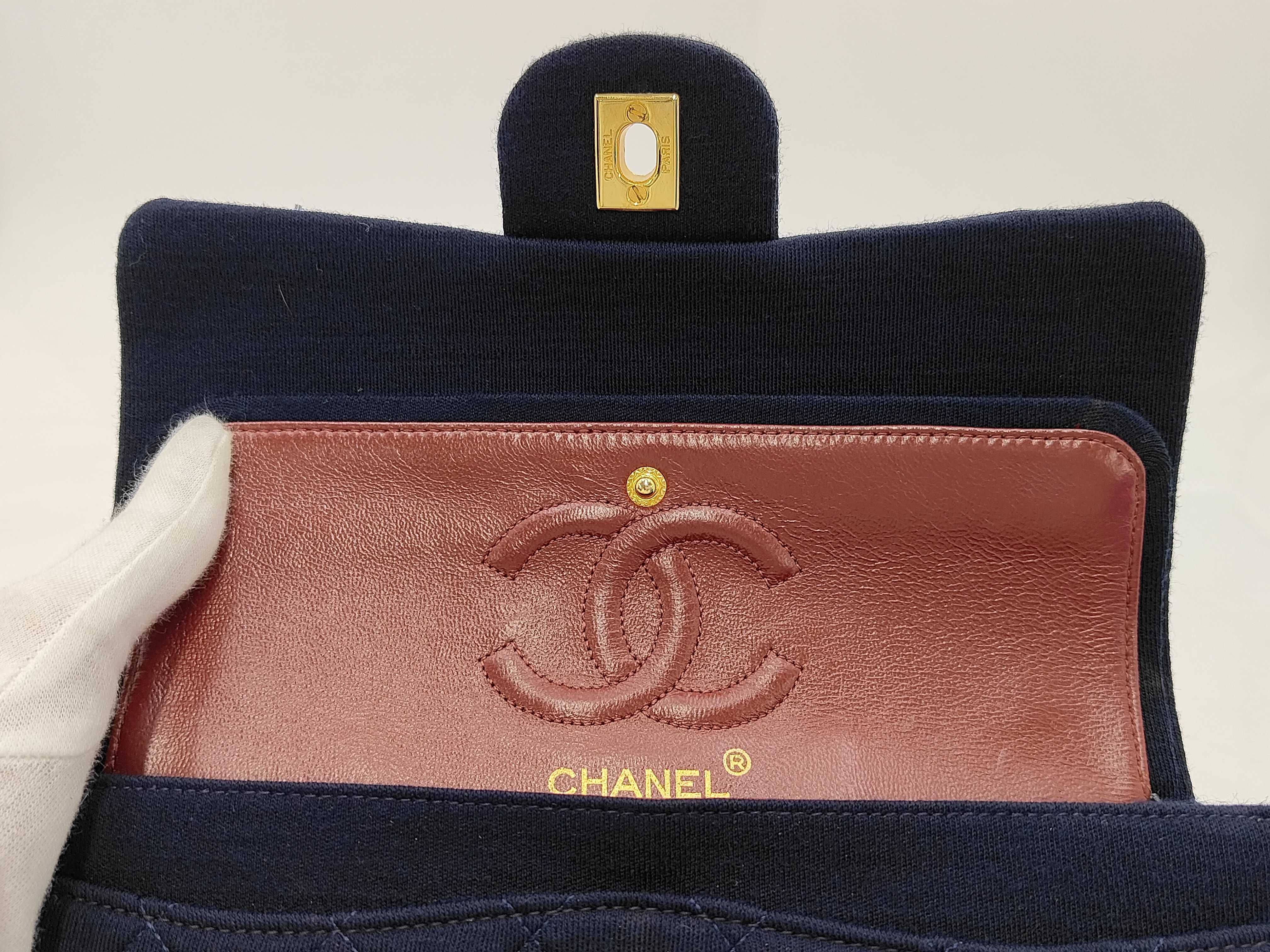 Matelassé Cotton Navy WW Shoulder Bag — view 8