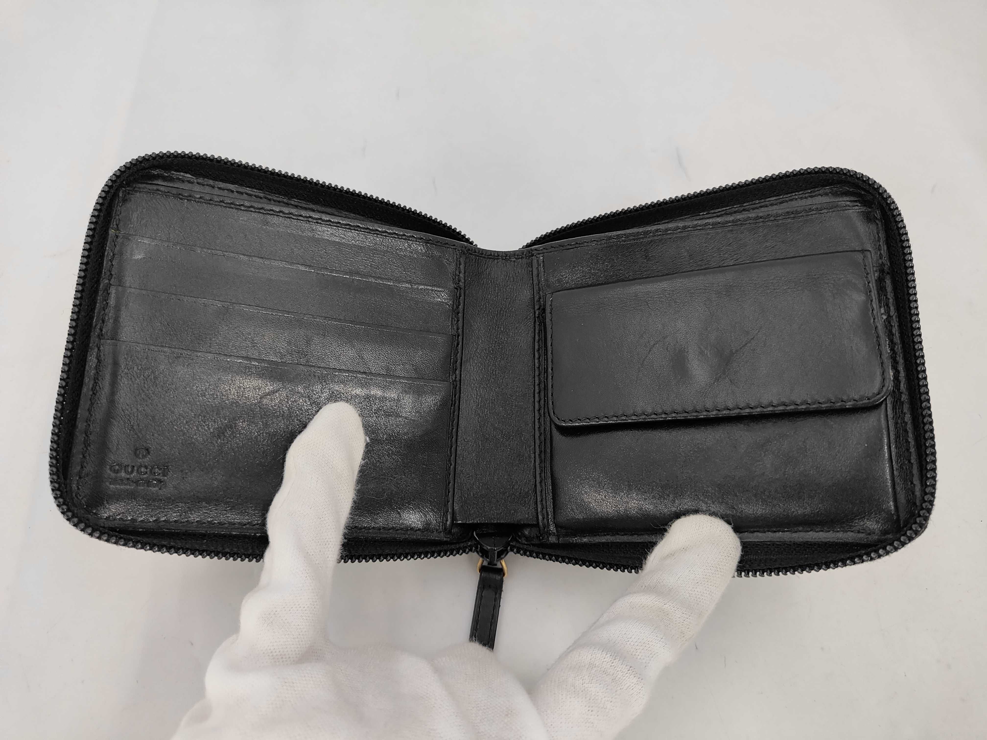 folding wallet, Sherry Line, black and white, GG canvas wallet. — view 5