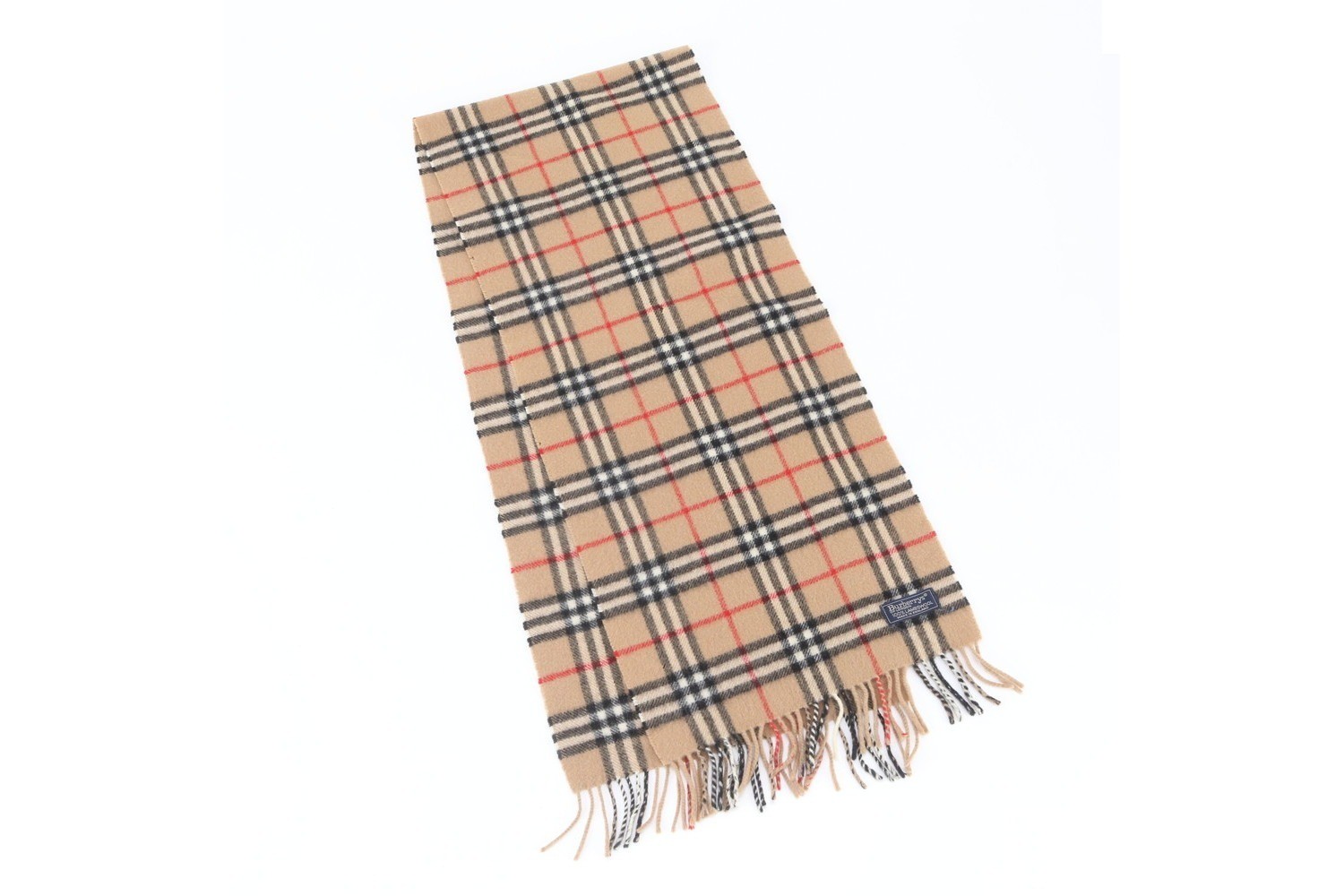 Nova Check scarf with tags attached.