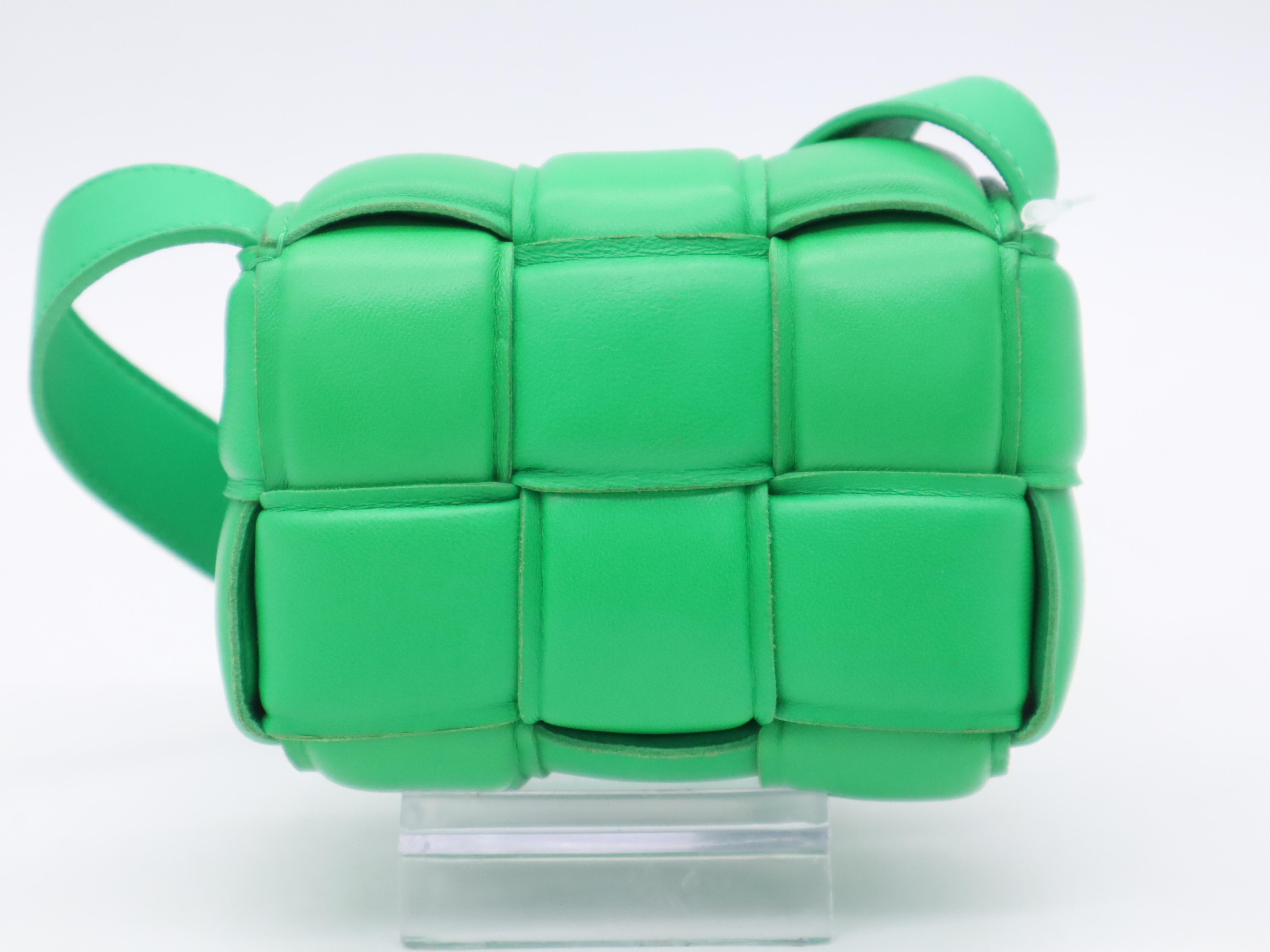 Leather Intrecciato Large Padded Cassette Shoulder Bag, Parakeet Green, with Dust Bag. — view 2