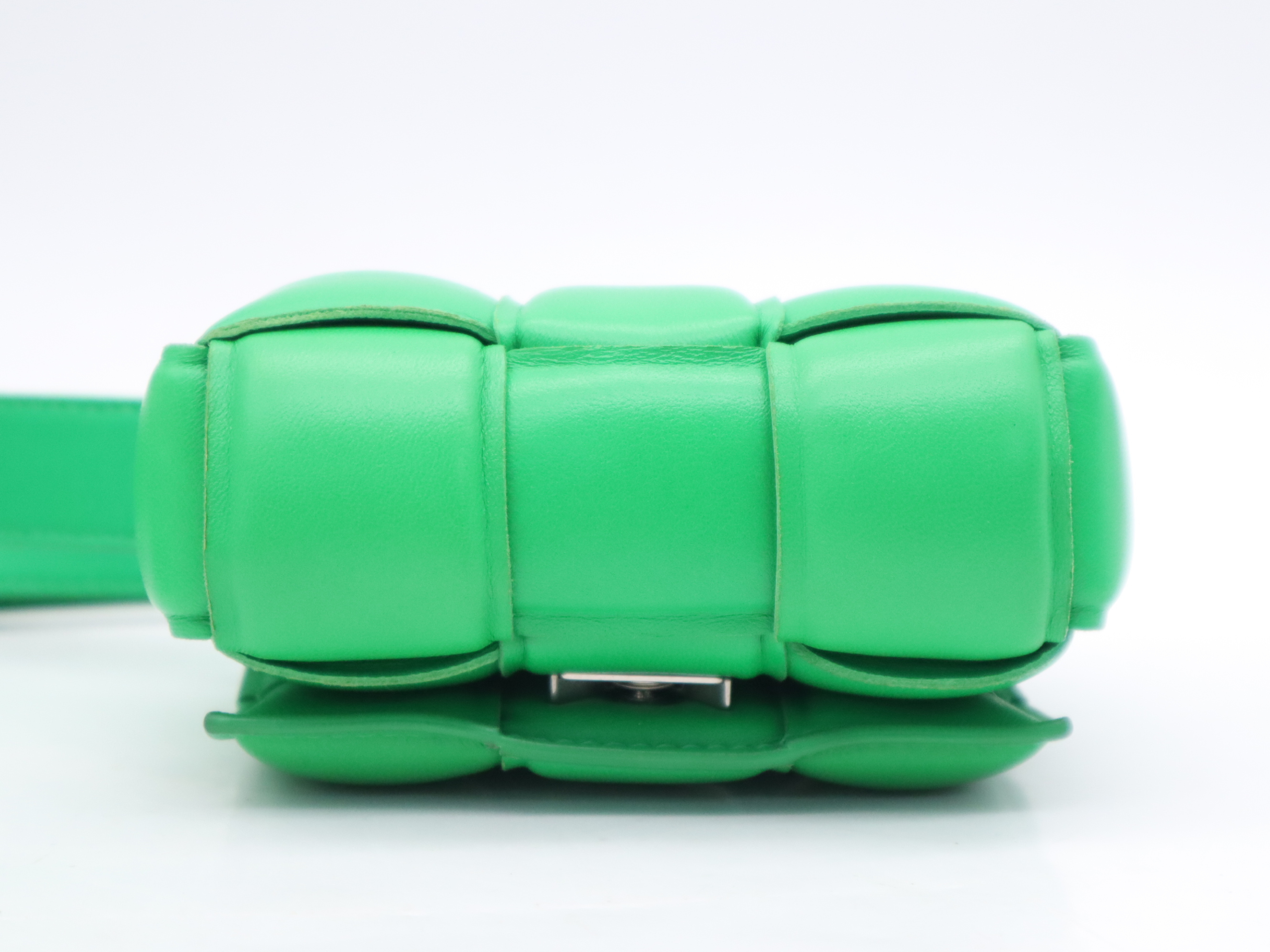 Leather Intrecciato Large Padded Cassette Shoulder Bag, Parakeet Green, with Dust Bag. — view 4