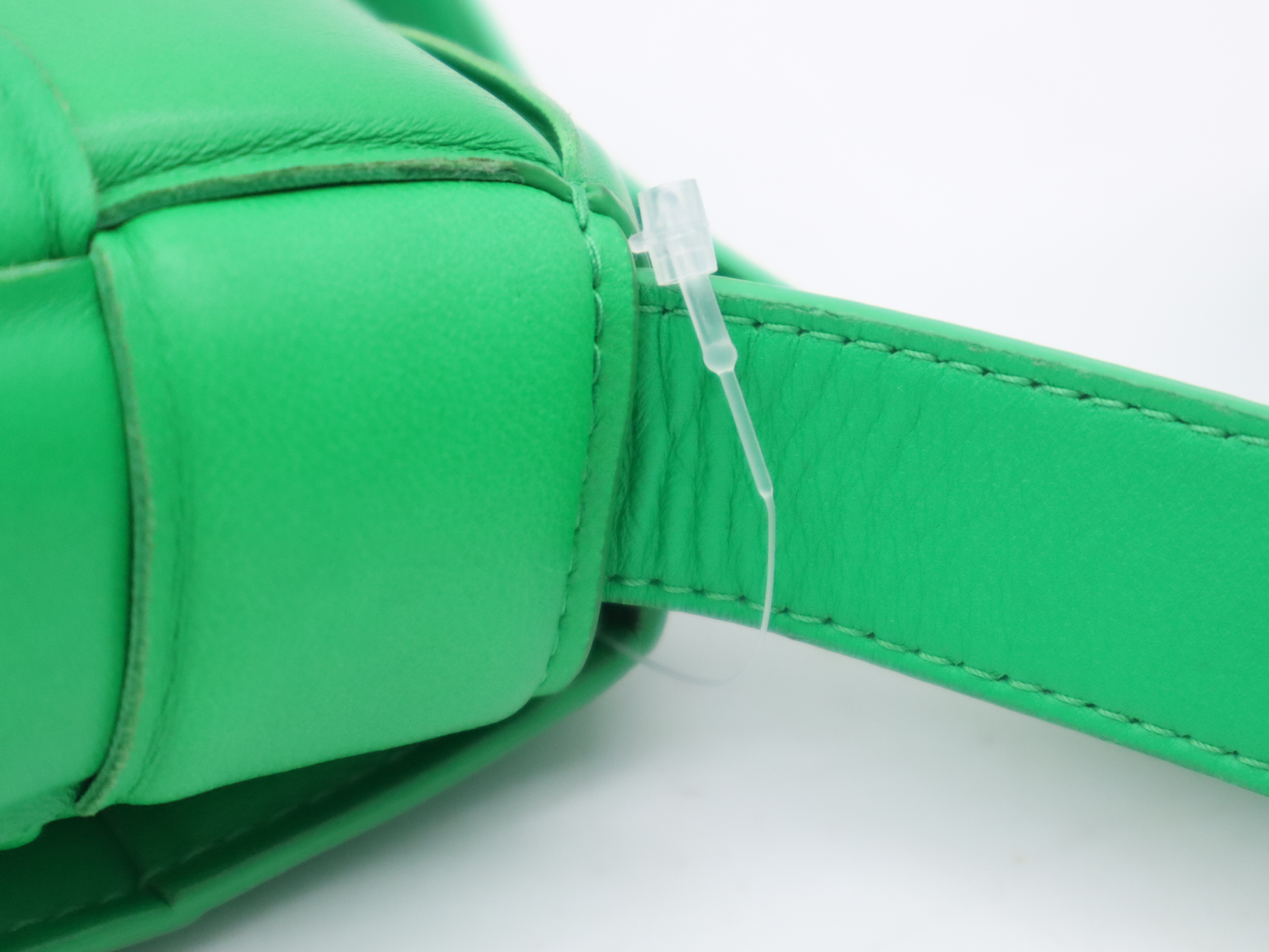 Leather Intrecciato Large Padded Cassette Shoulder Bag, Parakeet Green, with Dust Bag. — view 7