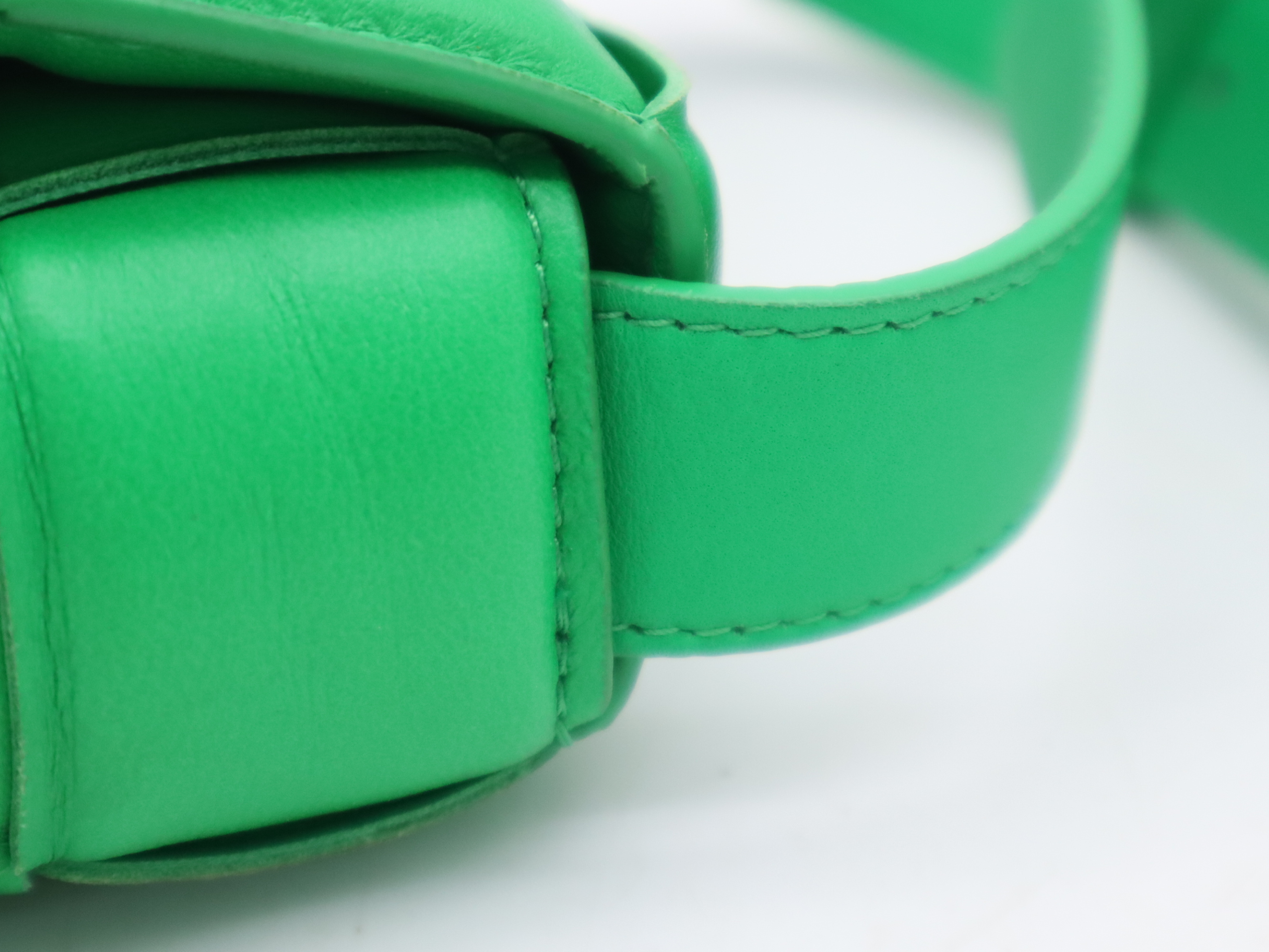 Leather Intrecciato Large Padded Cassette Shoulder Bag, Parakeet Green, with Dust Bag. — view 8