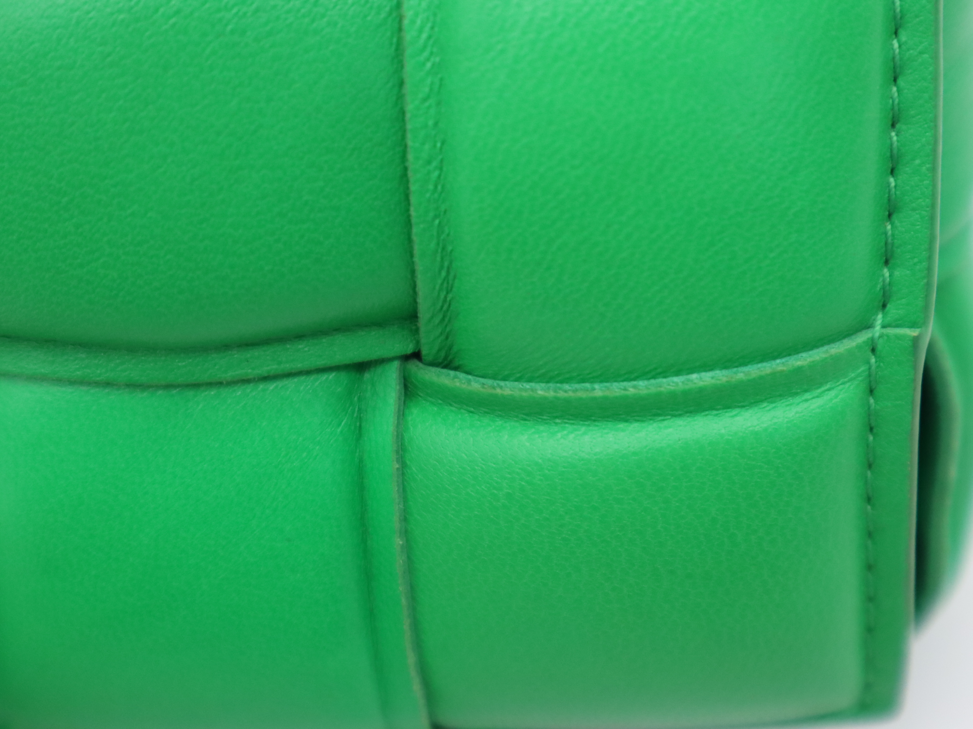 Leather Intrecciato Large Padded Cassette Shoulder Bag, Parakeet Green, with Dust Bag. — view 9