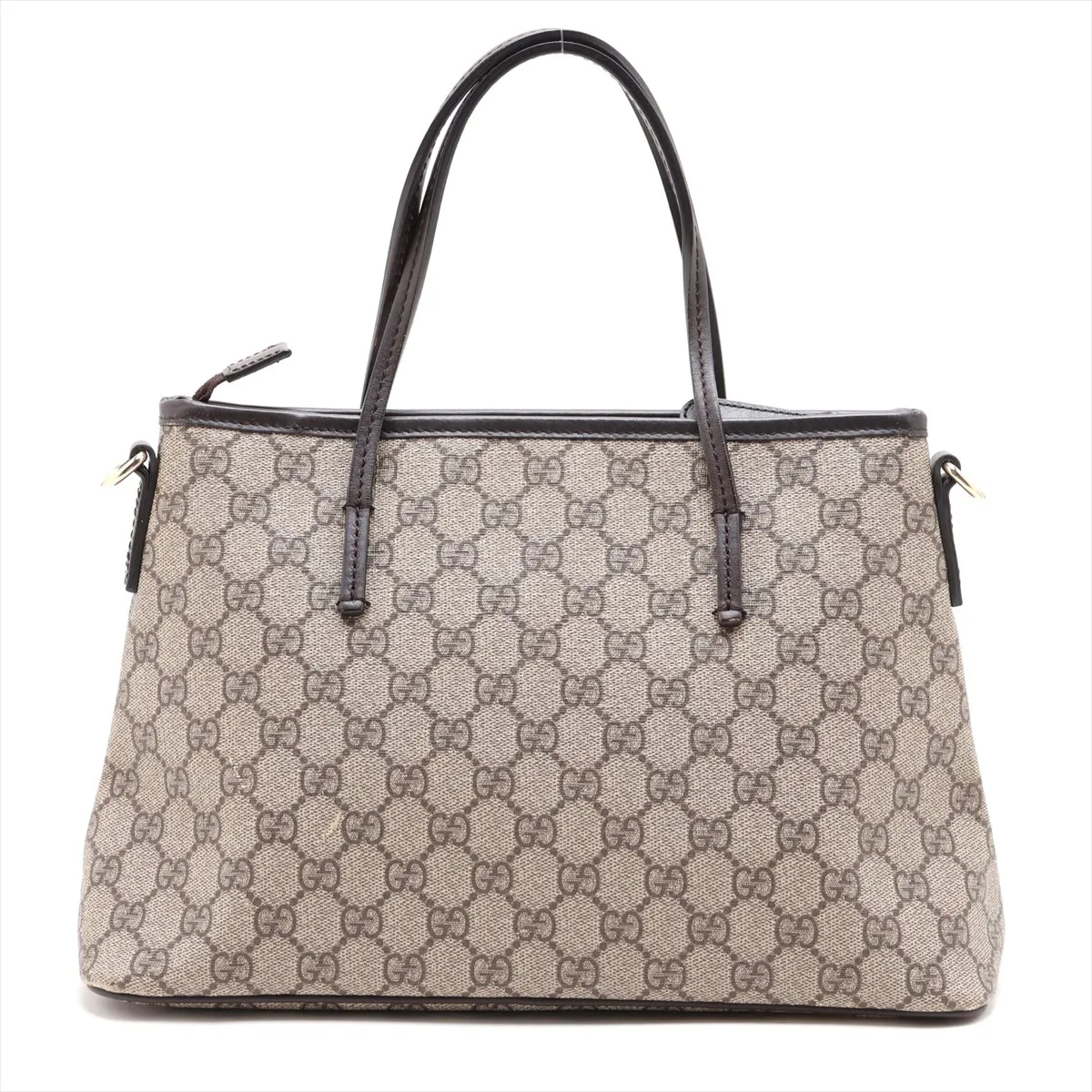 GG Supreme 353440 PVC x Leather 2-Way Handbag, Beige x Brown — view 2