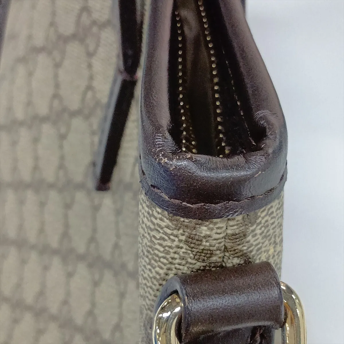 GG Supreme 353440 PVC x Leather 2-Way Handbag, Beige x Brown — view 15