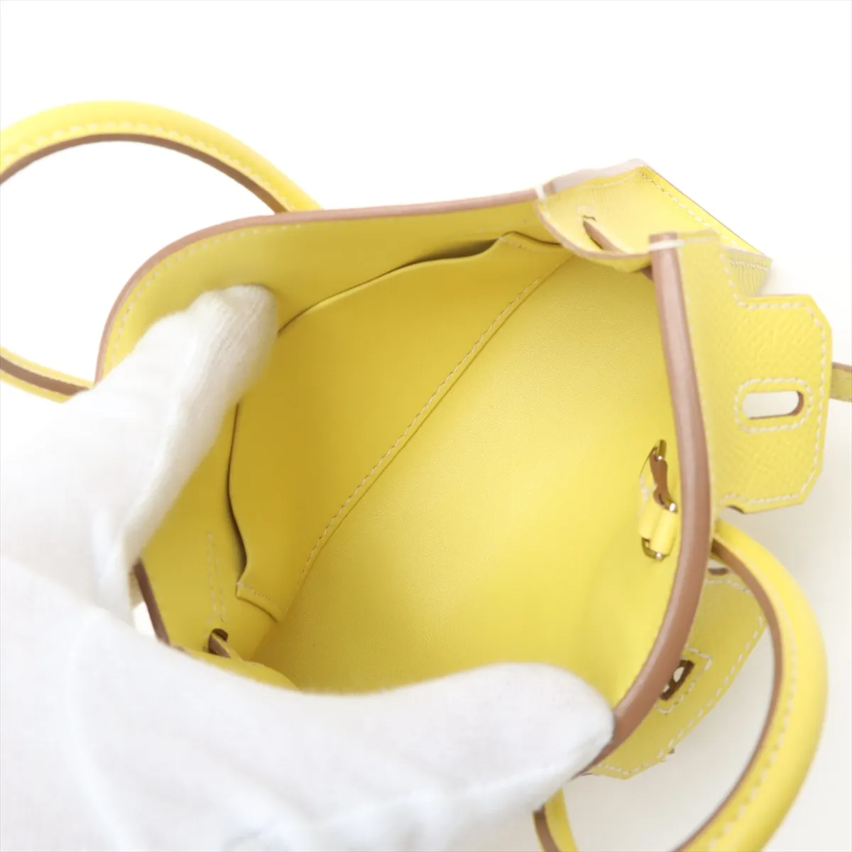 [Individually wrapped] Hermes Tiny Birkin Vaux Epson Lime Silver Hardware O:2011 — view 8