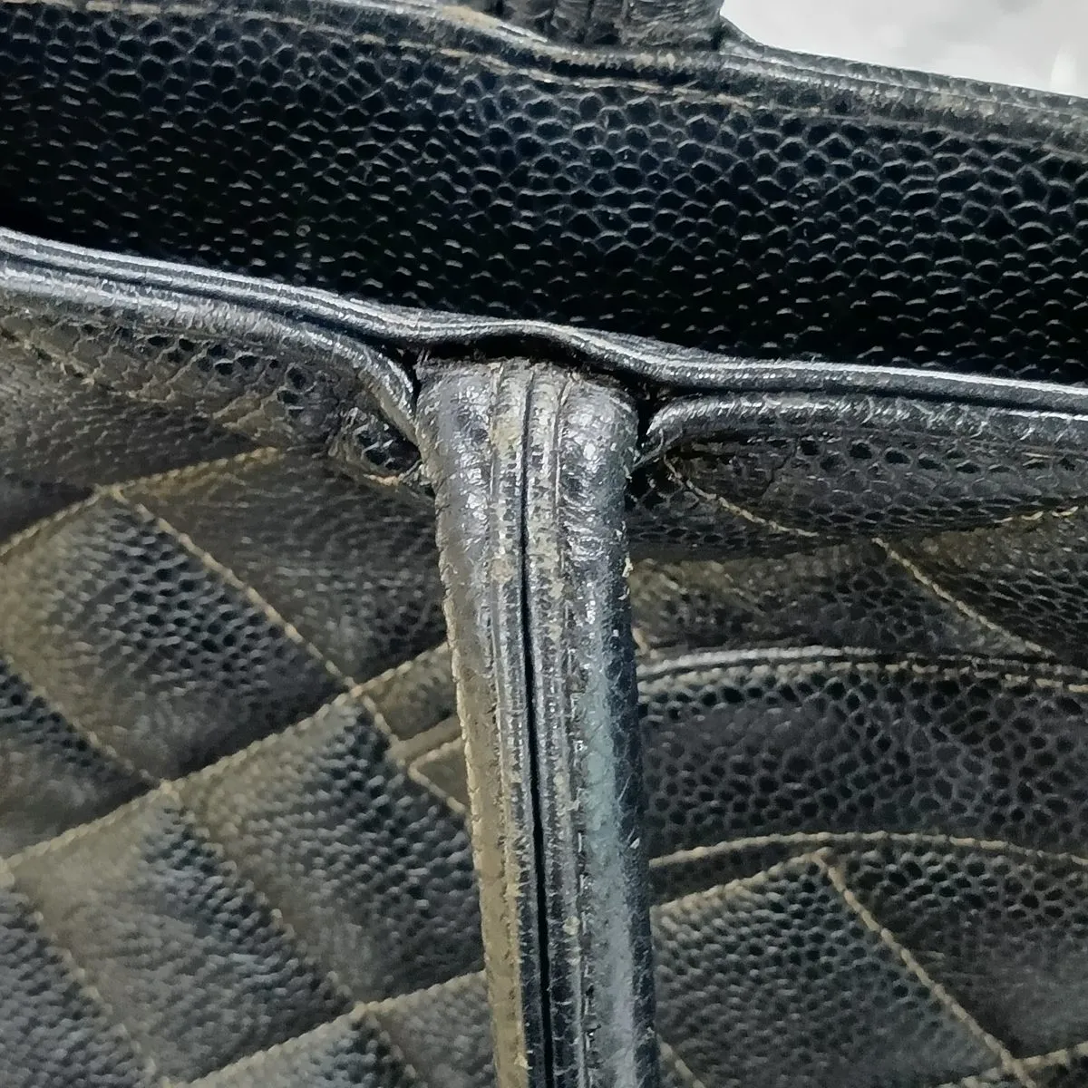 reissue caviar leather tote bag, black with gold hardware. — view 12