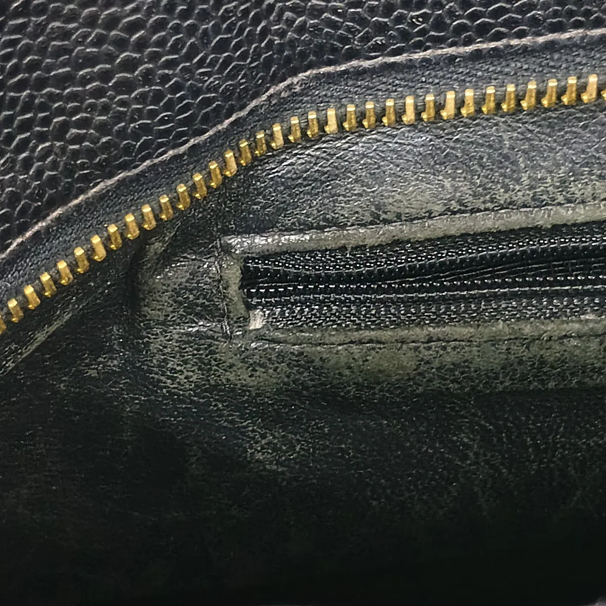 reissue caviar leather tote bag, black with gold hardware. — view 13
