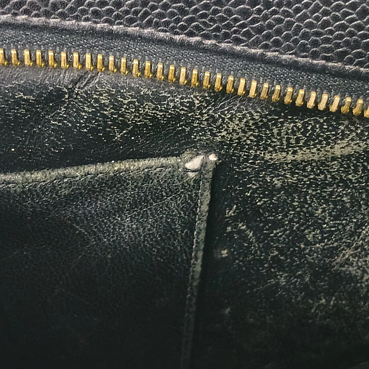 reissue caviar leather tote bag, black with gold hardware. — view 14