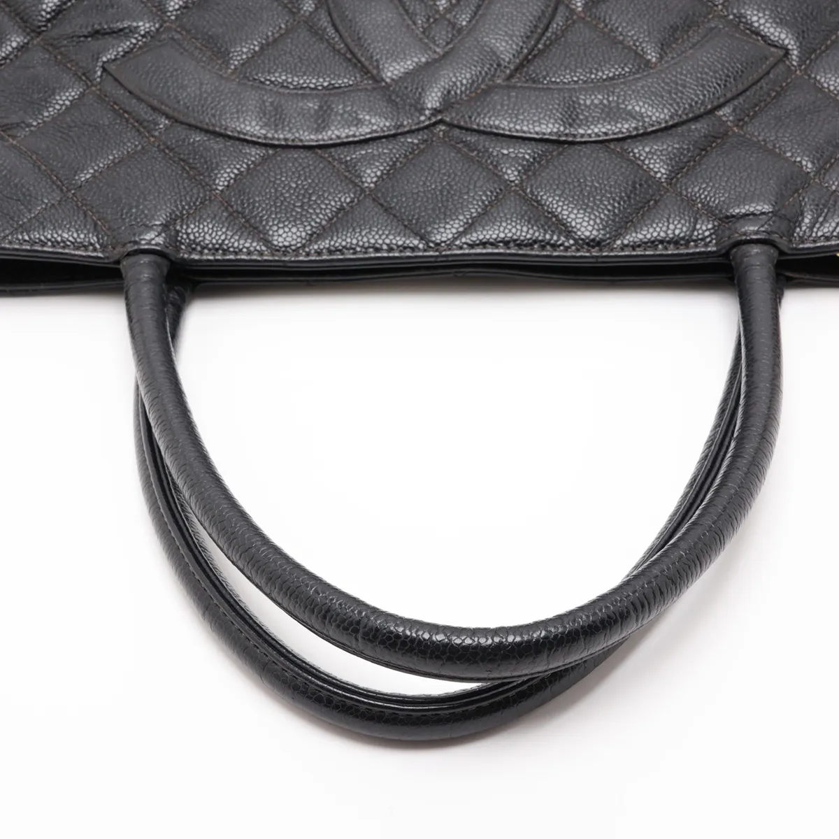reissue caviar leather tote bag, black with gold hardware. — view 5