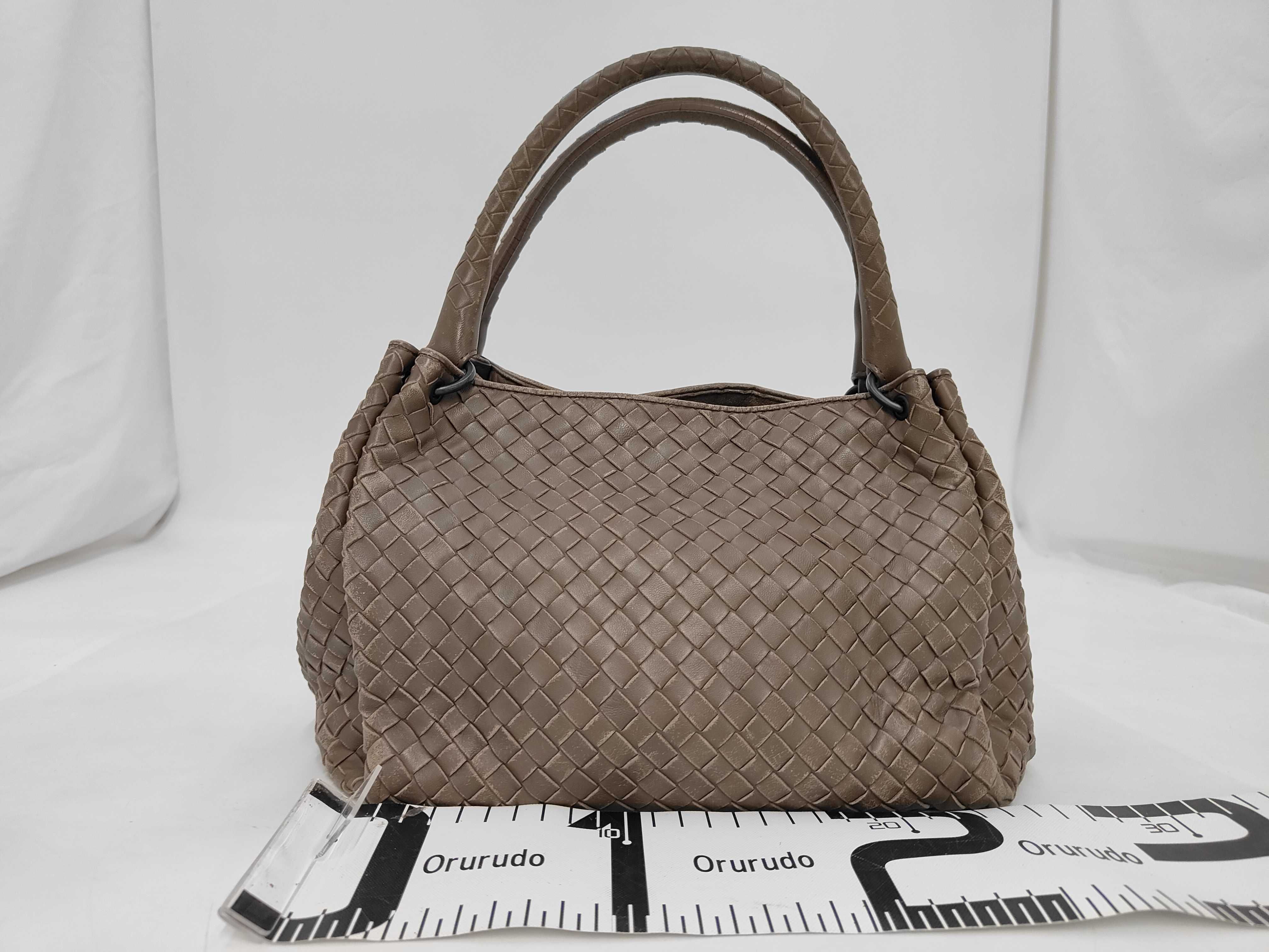 Intrecciato Handbag, Gray, with Mirror — view 2