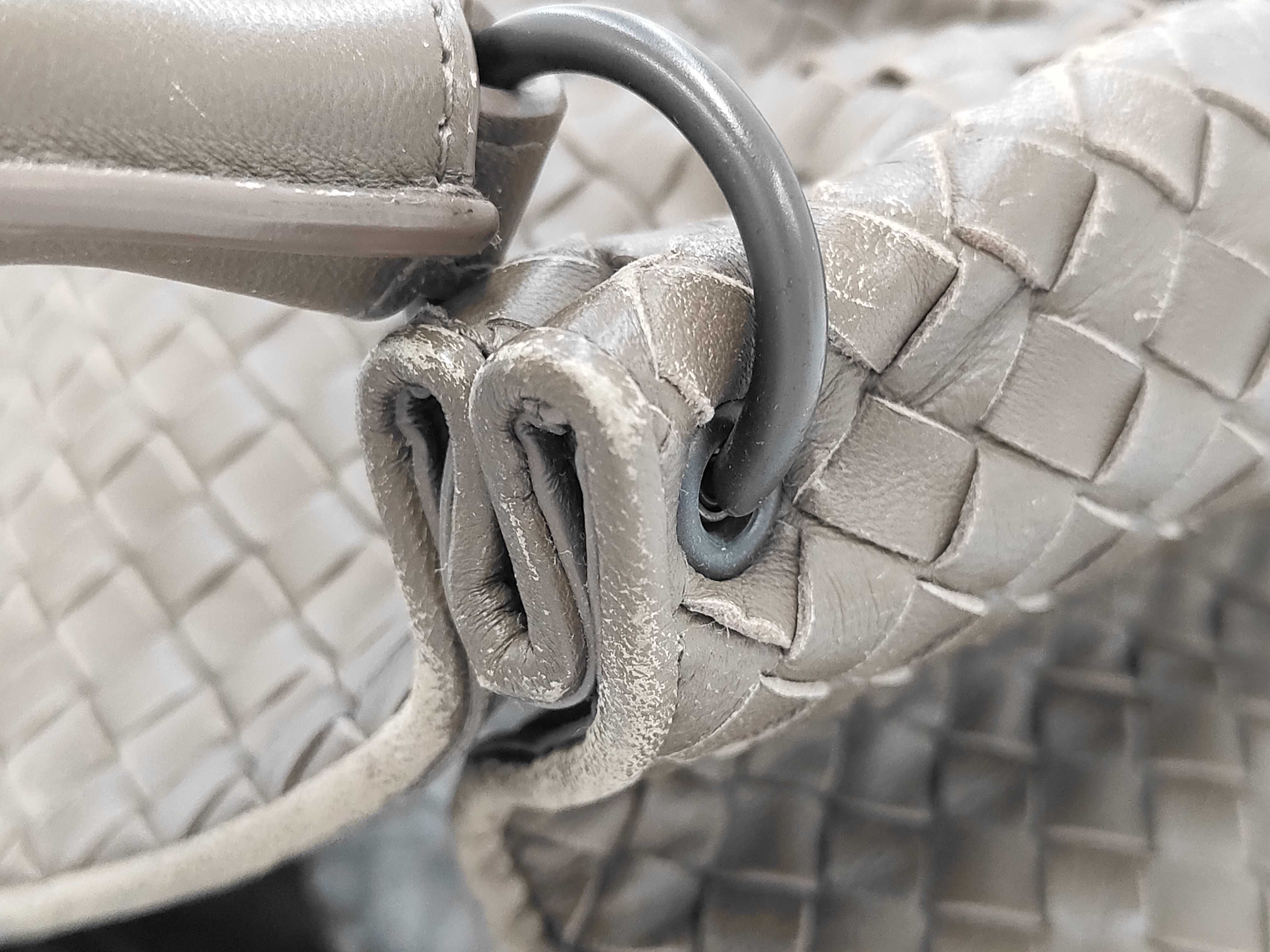 Intrecciato Handbag, Gray, with Mirror — view 8