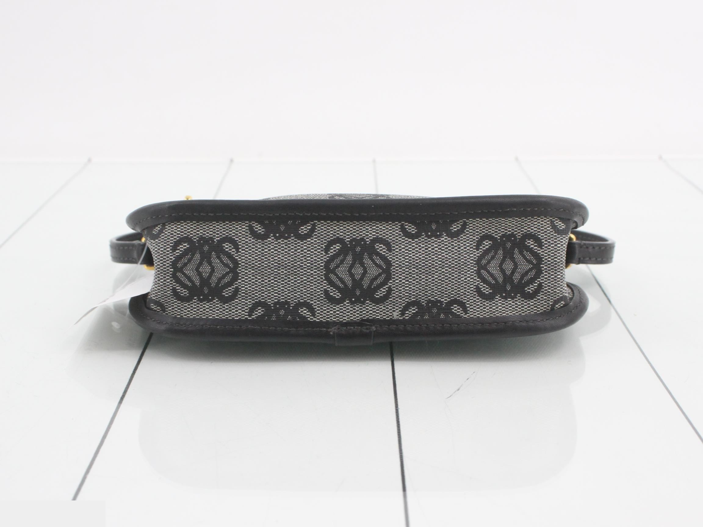 Anagram Shoulder Bag, Canvas/Leather, Black — view 3