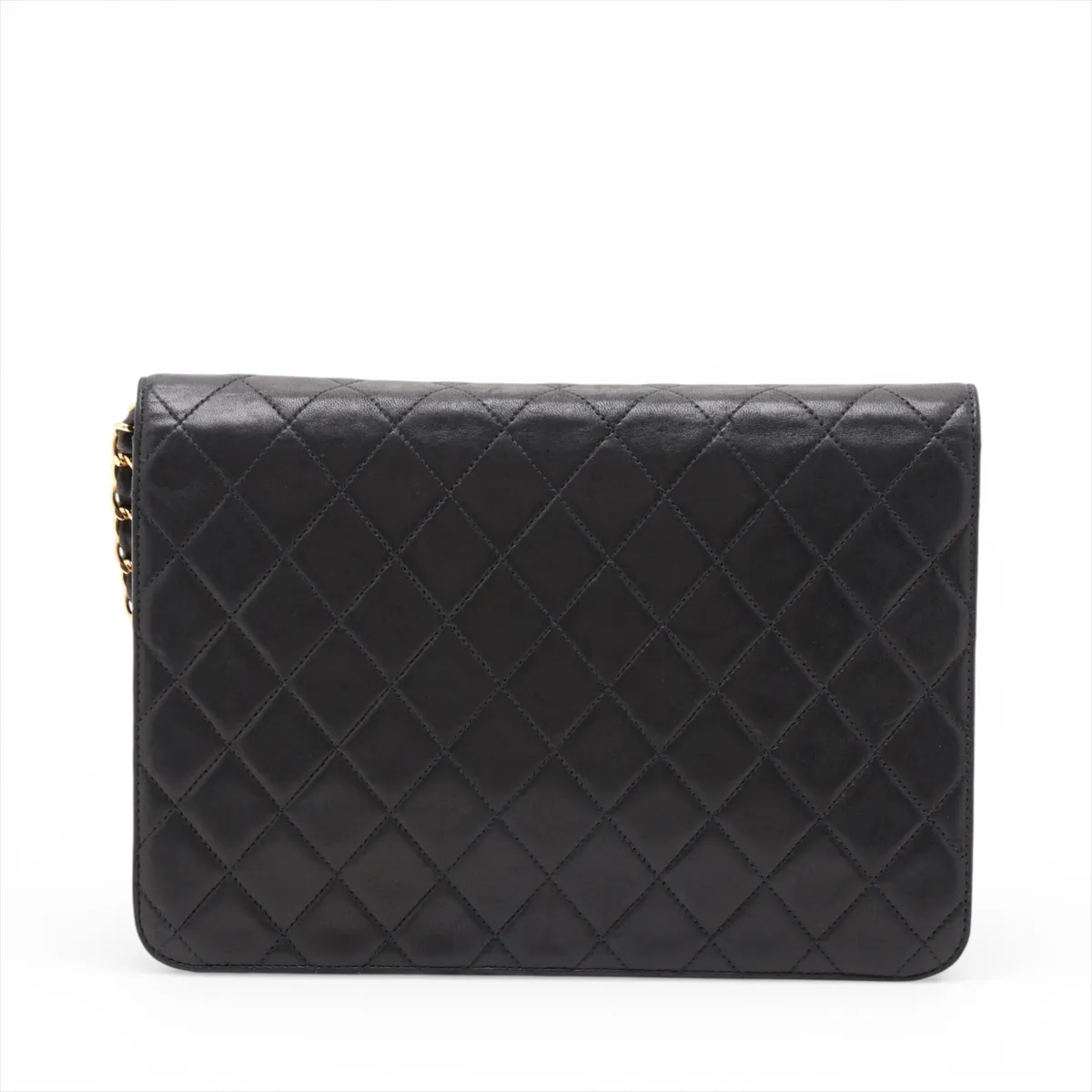 Matelassé Lambskin Chain Shoulder Bag, Push Lock, Black with Gold Hardware, 4365852, Series 4 — view 2