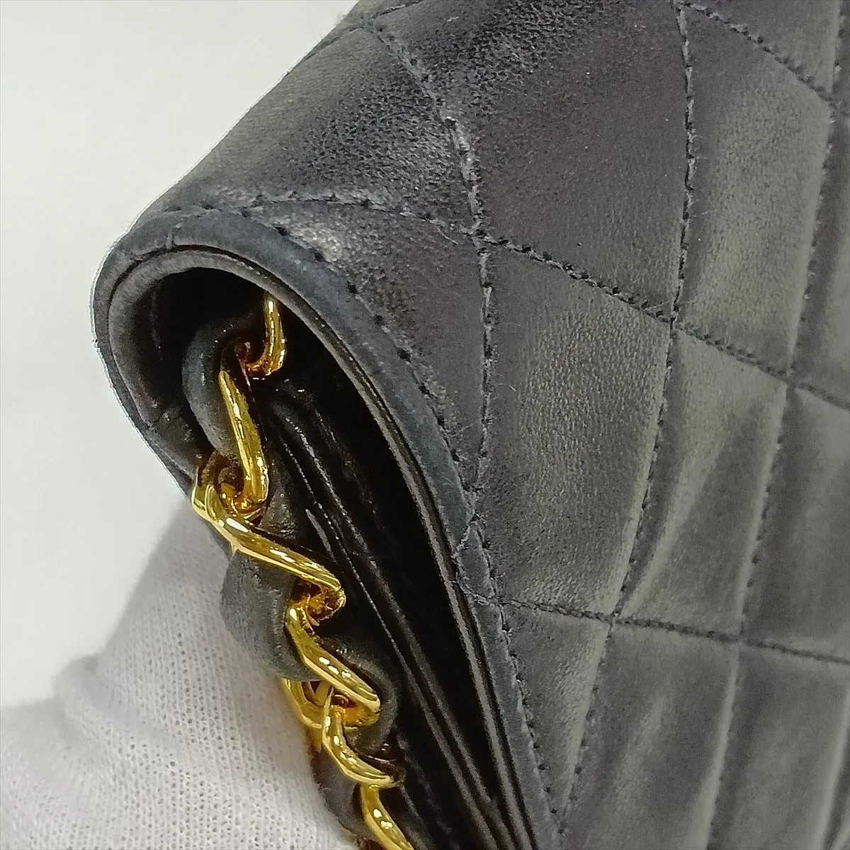 Matelassé Lambskin Chain Shoulder Bag, Push Lock, Black with Gold Hardware, 4365852, Series 4 — view 11