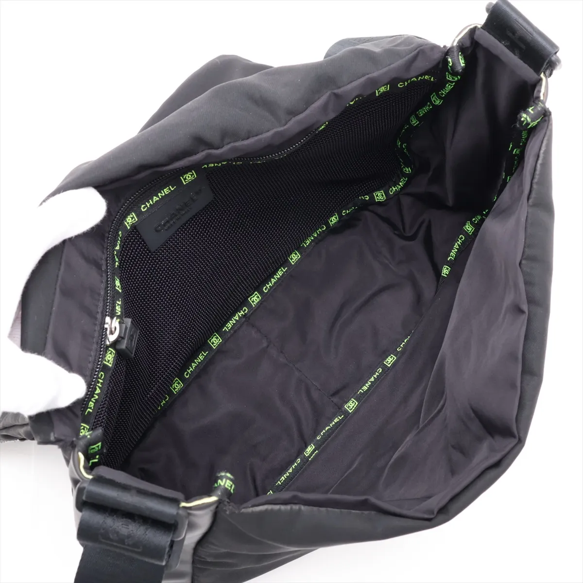 Sport Line Nylon Shoulder Bag, Black with Silver Hardware, 9437426, Series 9 — view 6