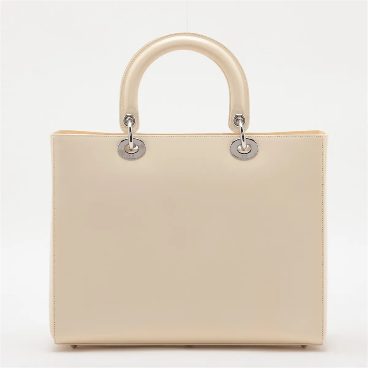 Lady Dior Large Patent Leather 2-Way Handbag, Beige, Unsigned Guarantee Card — view 2
