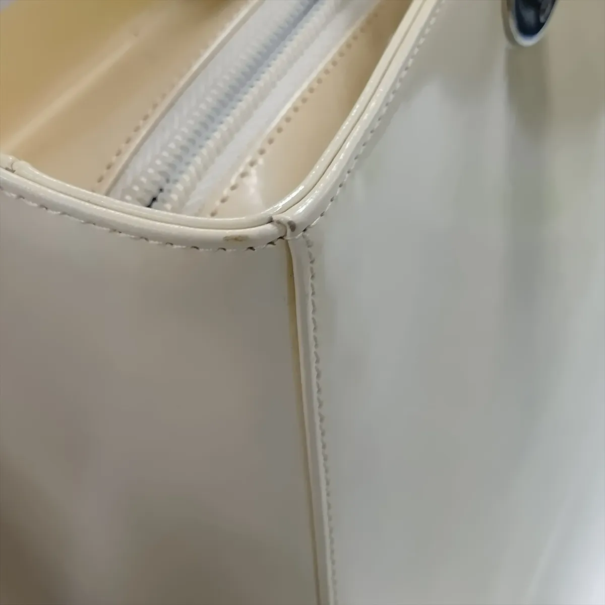 Lady Dior Large Patent Leather 2-Way Handbag, Beige, Unsigned Guarantee Card — view 13