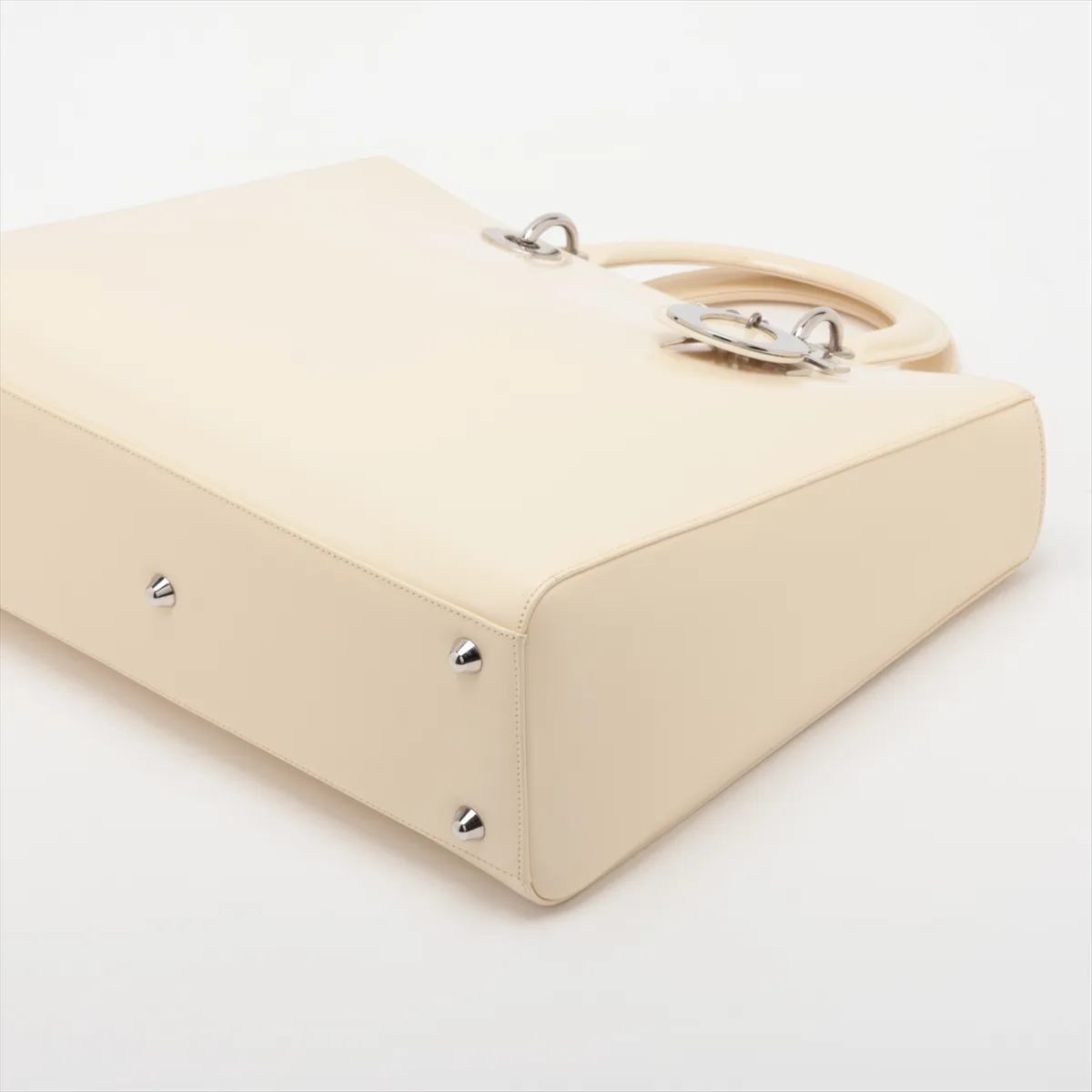Lady Dior Large Patent Leather 2-Way Handbag, Beige, Unsigned Guarantee Card — view 3