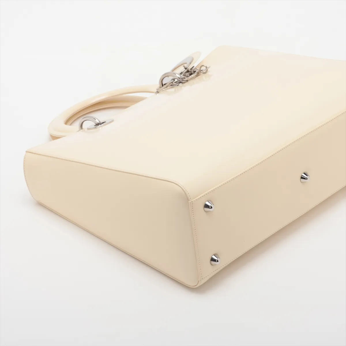 Lady Dior Large Patent Leather 2-Way Handbag, Beige, Unsigned Guarantee Card — view 4