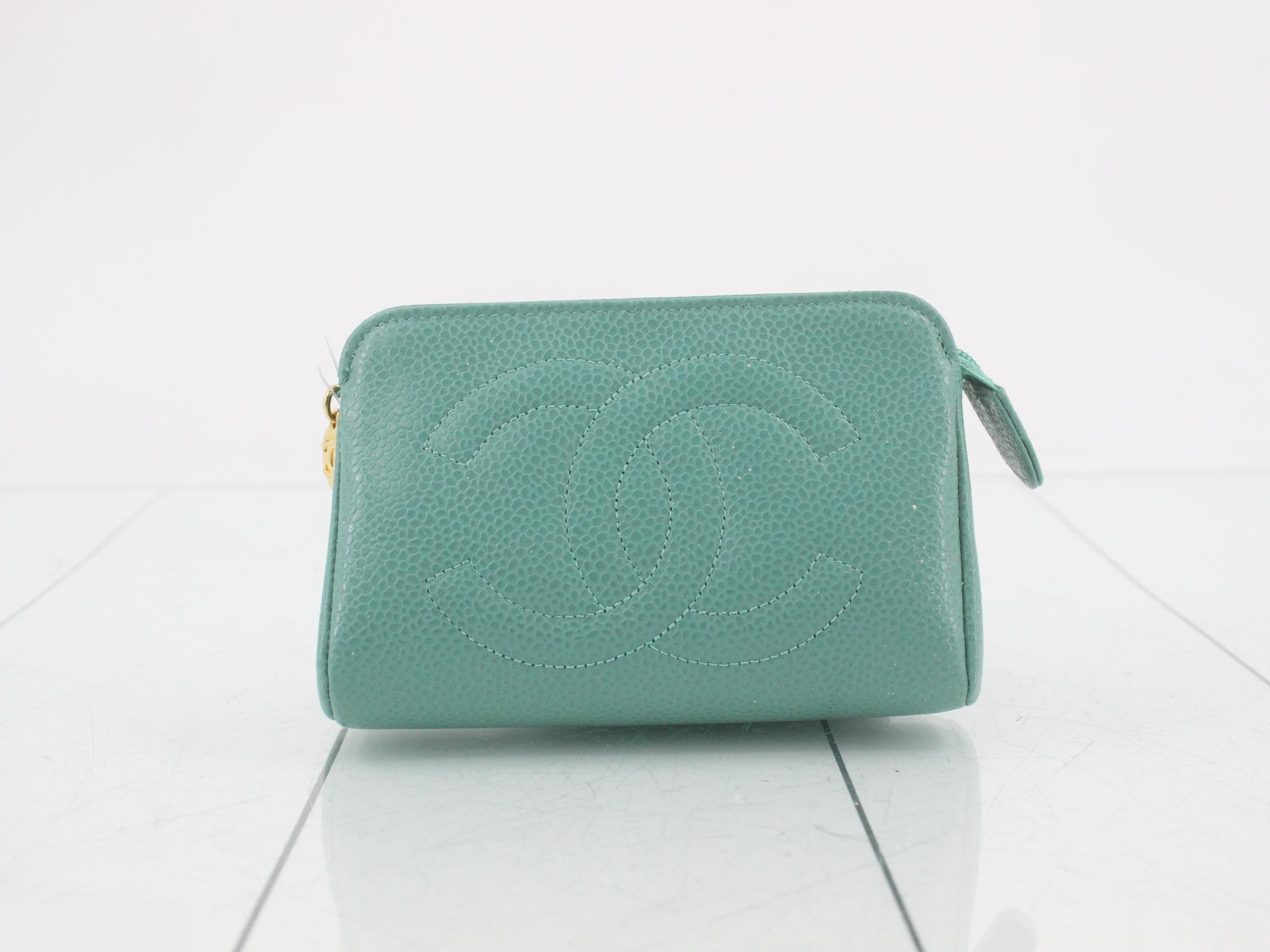 Coco Mark Caviar Skin Pouch, Emerald Green