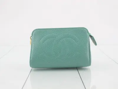 Coco Mark Caviar Skin Pouch, Emerald Green