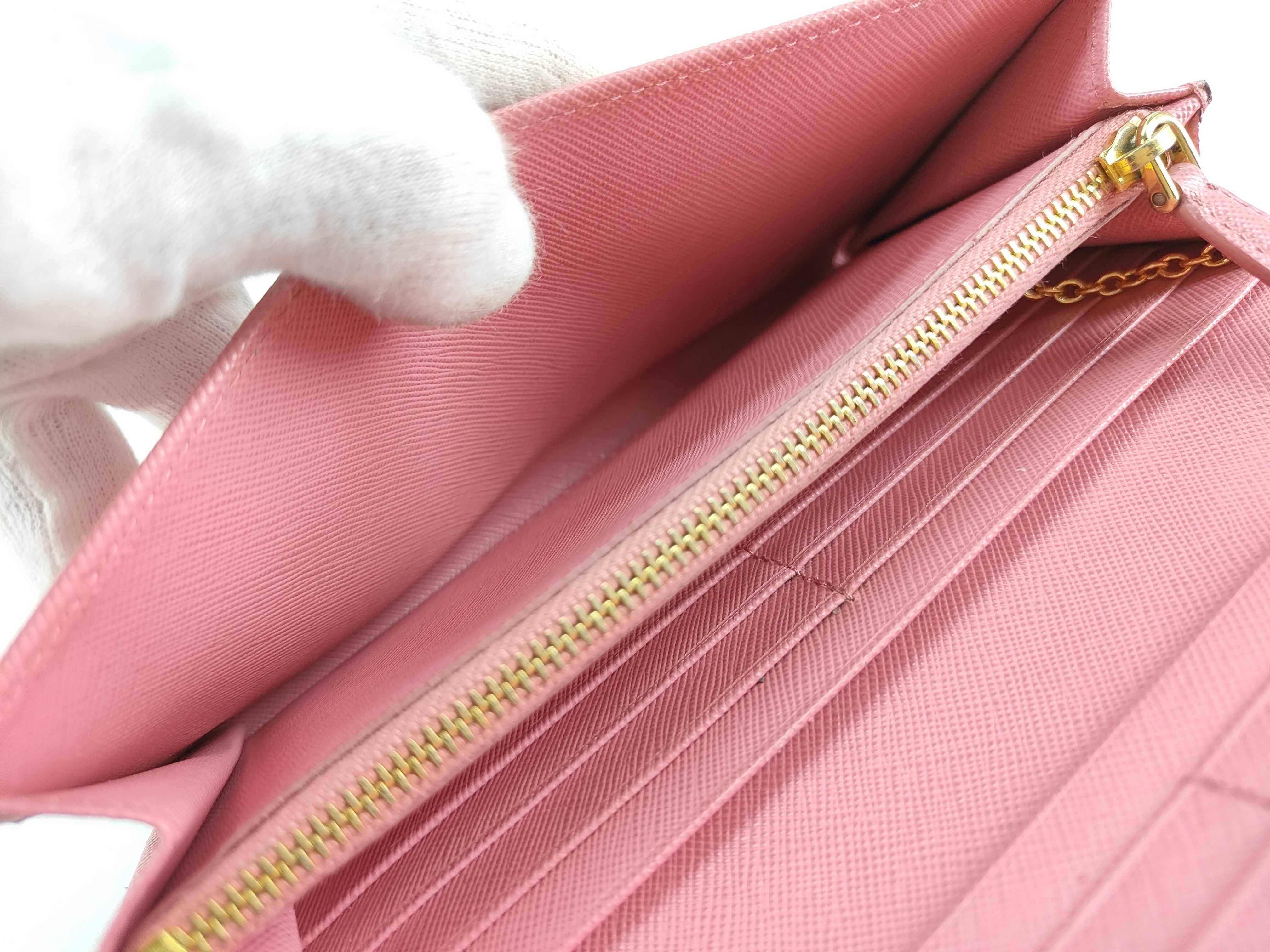 Saffiano Metal Leather Flap Long Wallet Pink 1MH132 Wallet — view 12